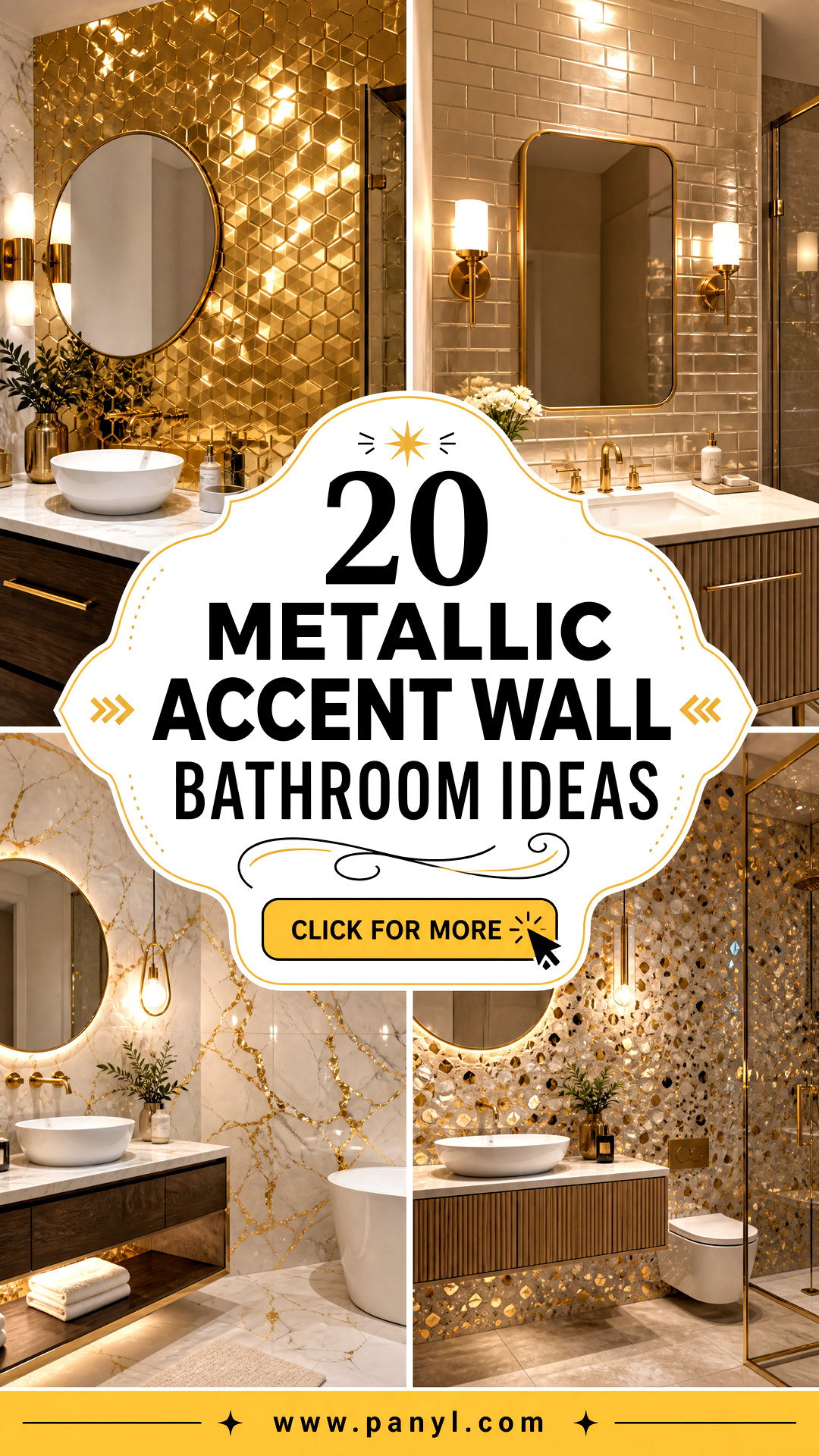 20 Metallic Accent Wall Bathroom Ideas for Luxe Modern Spaces - 20 Metallic Accent Wall Bathroom Ideas for Luxe, Modern Spaces
