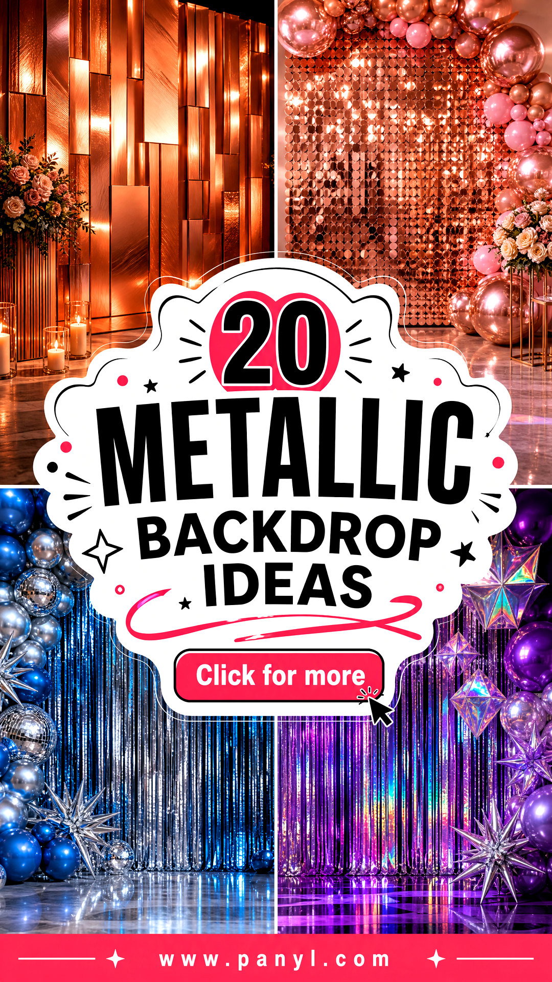 20 Metallic Backdrop Ideas for Glam Parties and Photo Shoots - 20 Metallic Backdrop Ideas for Glam Parties and Photo Shoots