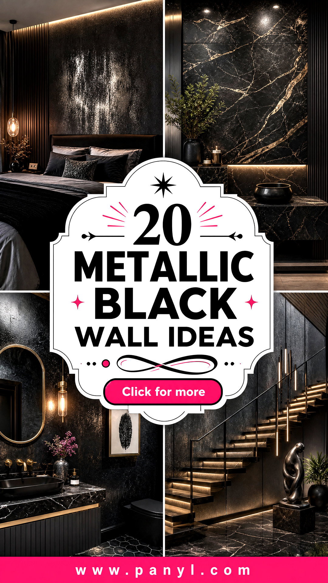20 Metallic Black Wall Ideas for Bold Modern Room Makeovers - 20 Metallic Black Wall Ideas for Bold, Modern Room Makeovers