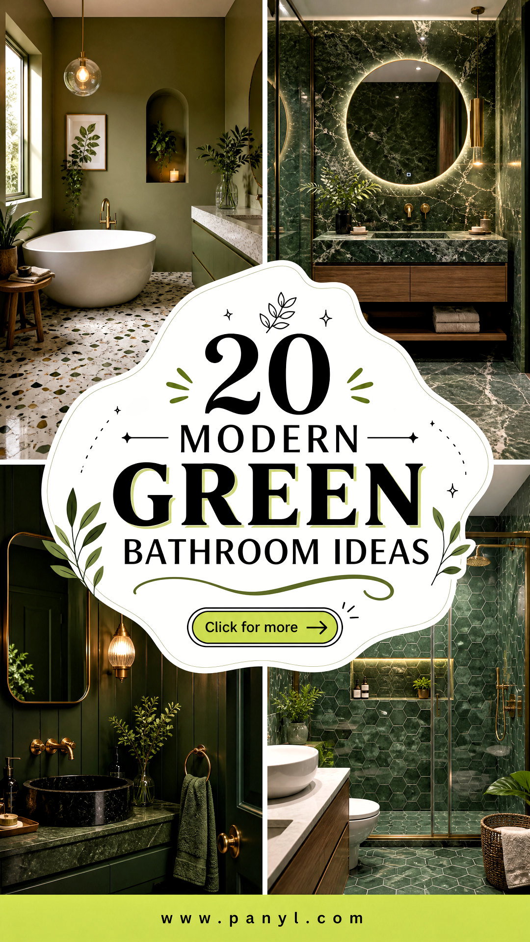 20 Modern Green Bathroom Ideas for a Calm Spa-Like Look - 20 Modern Green Bathroom Ideas for a Calm, Spa-Like Look