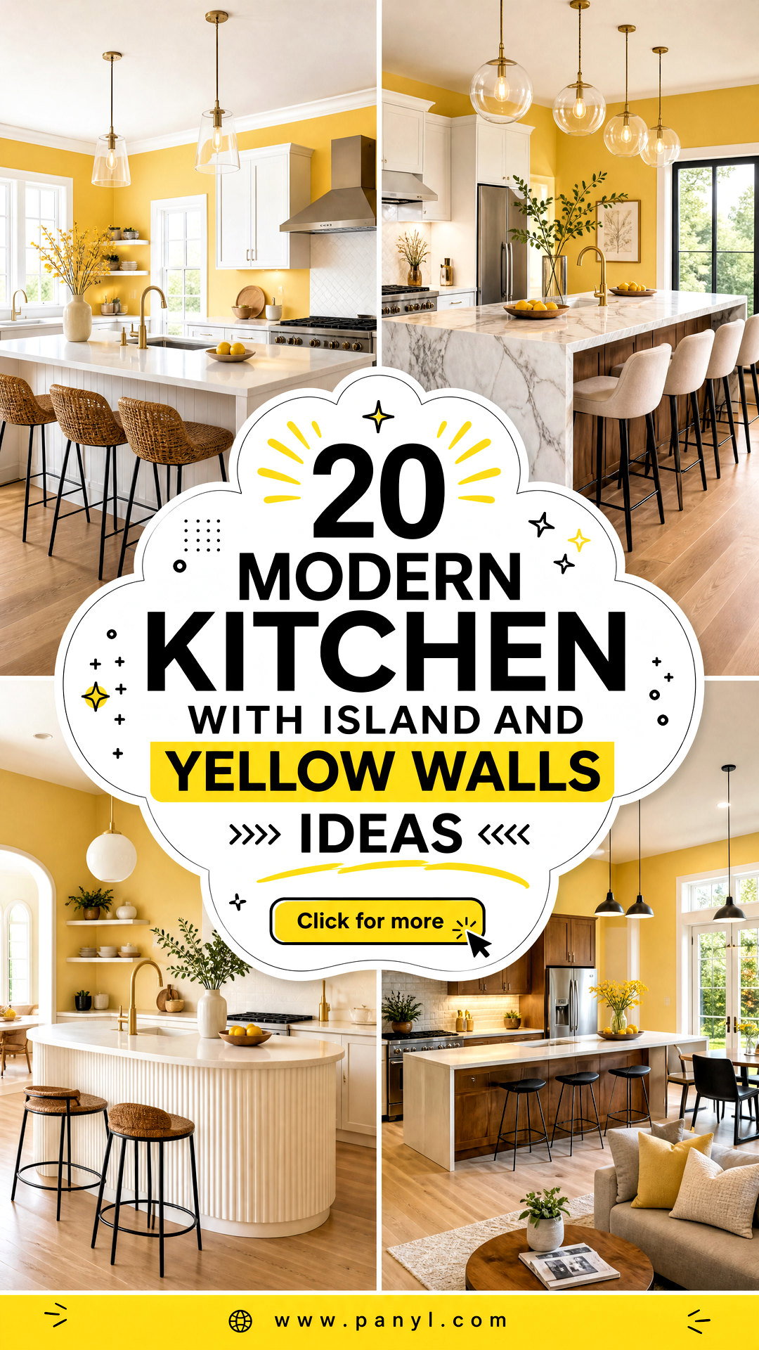 20 Modern Kitchen With Island And Yellow Walls Ideas - 20 Modern Kitchen With Island And Yellow Walls Ideas