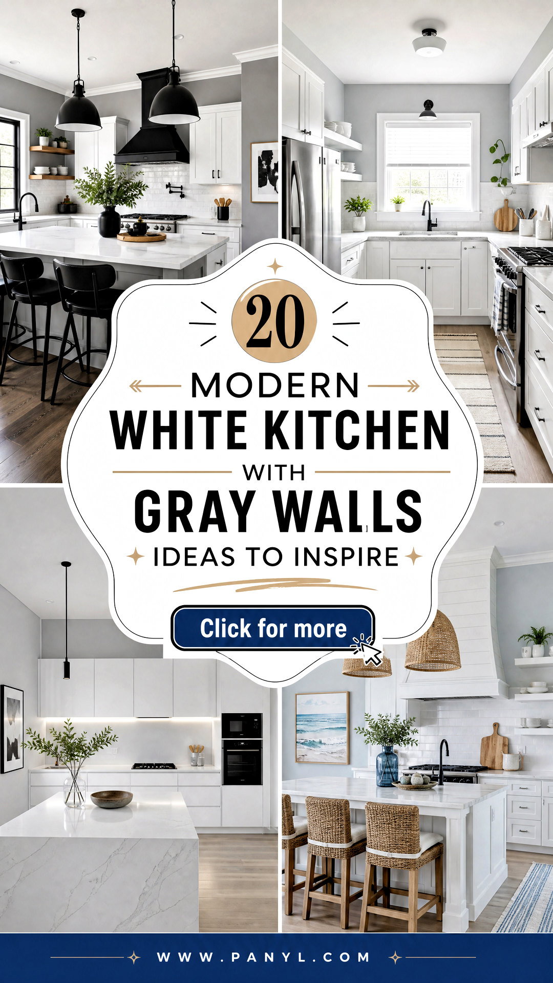 20 Modern White Kitchen With Gray Walls Ideas to Inspire - 20 Modern White Kitchen With Gray Walls Ideas to Inspire