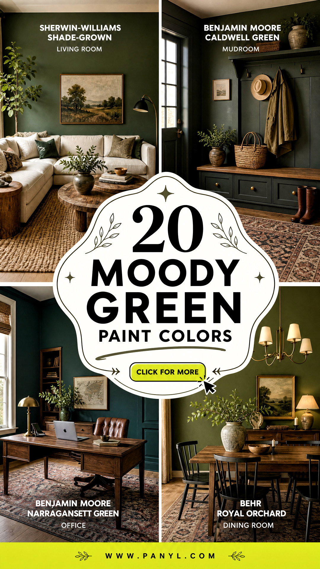 20 Moody Green Paint Colors for Rich and Dramatic Modern Rooms - 20 Moody Green Paint Colors for Rich and Dramatic Modern Rooms