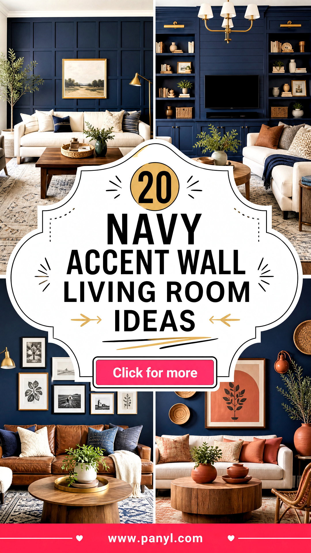 20 Navy Accent Wall Living Room Ideas for a Polished Look - 20 Navy Accent Wall Living Room Ideas for a Polished Look