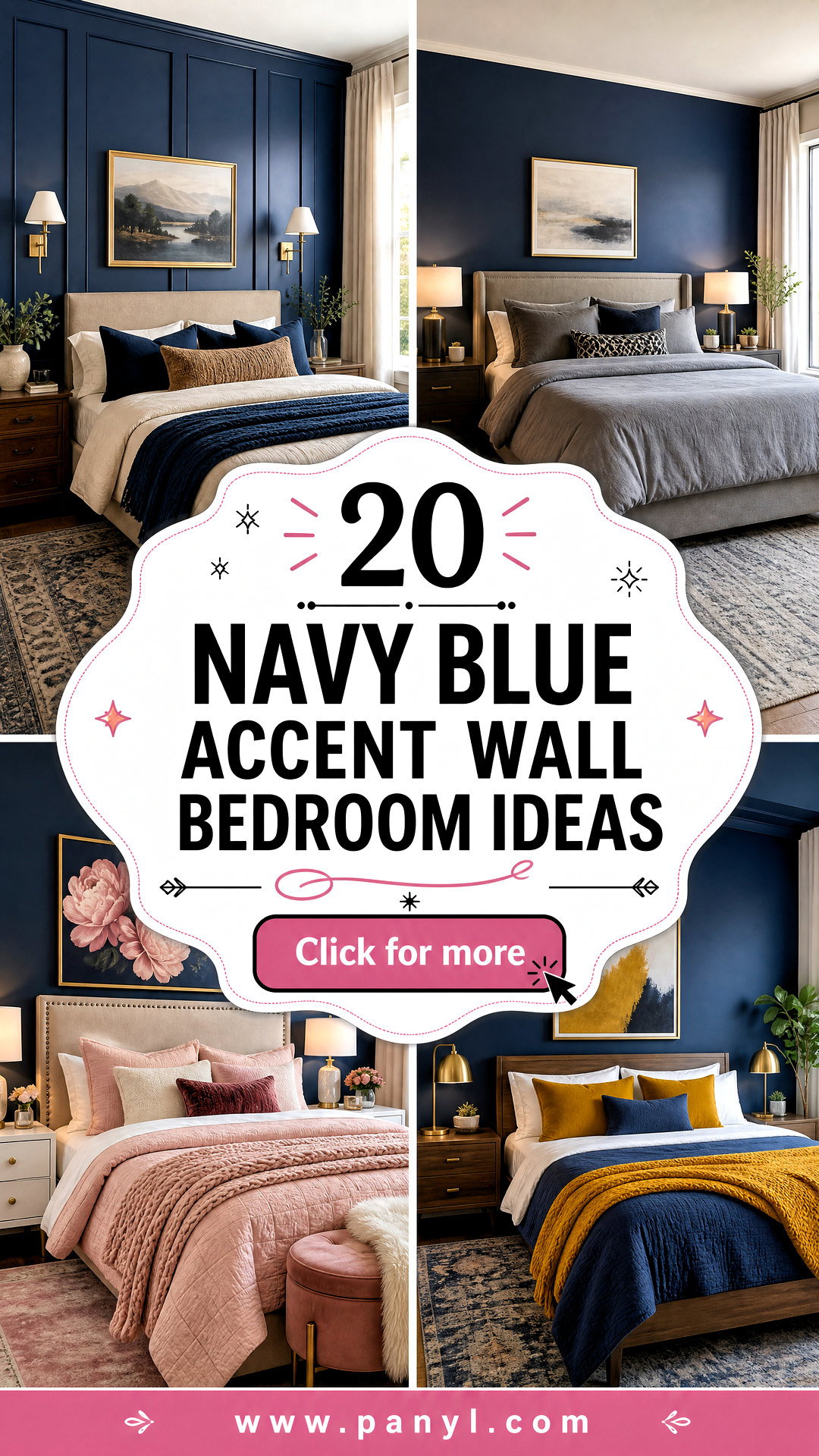 20 Navy Blue Accent Wall Bedroom Ideas for a Serene Escape - 20 Navy Blue Accent Wall Bedroom Ideas for a Serene Escape