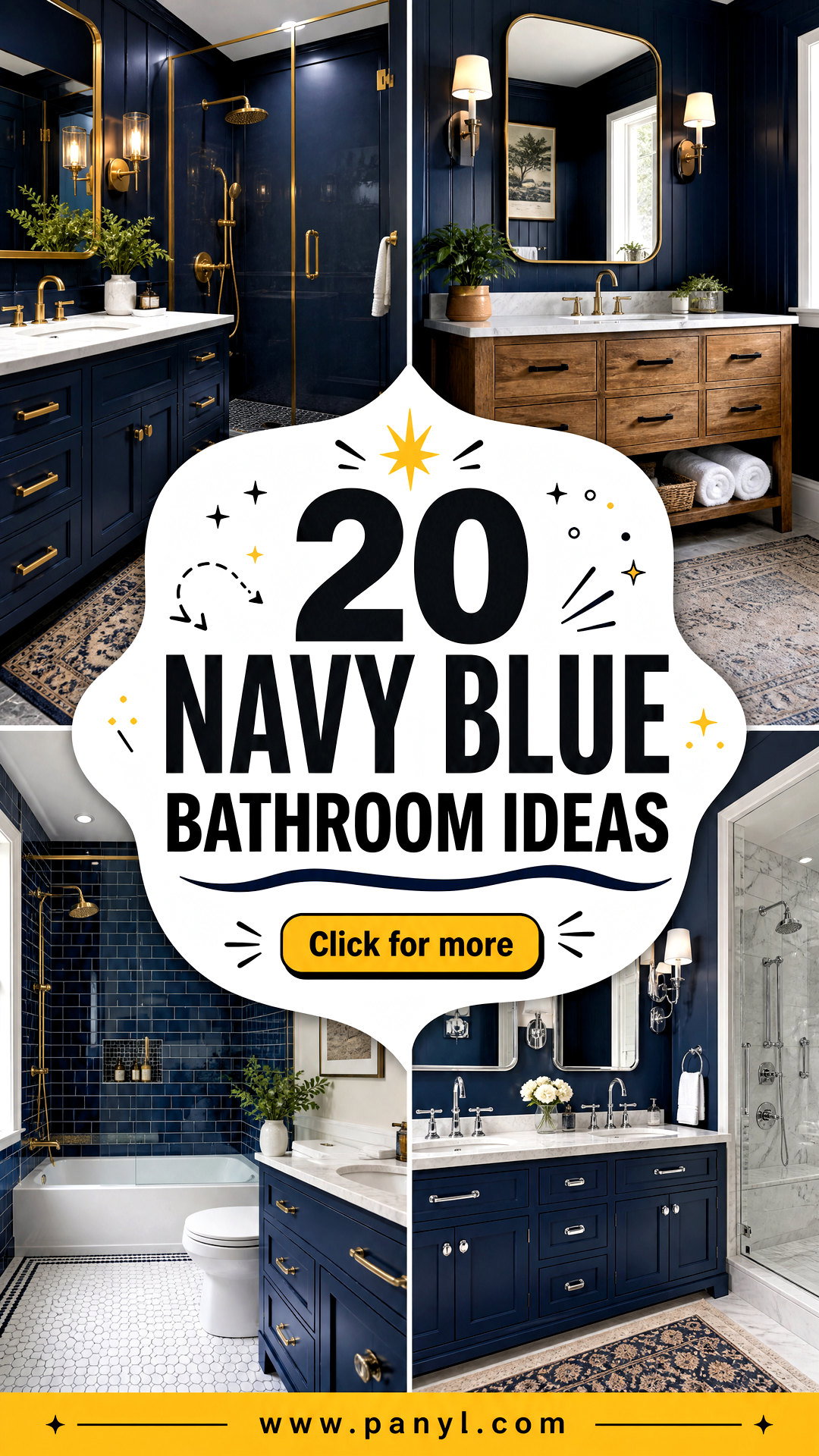 20 Navy Blue Bathroom Ideas for a Calm Stylish Makeover - 20 Navy Blue Bathroom Ideas for a Calm, Stylish Makeover