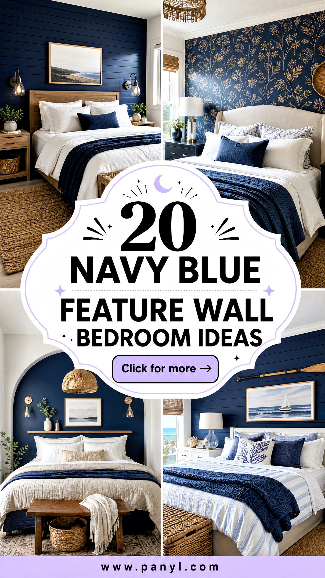 20 Navy Blue Feature Wall Bedroom Ideas for a Chic Retreat - 20 Navy Blue Feature Wall Bedroom Ideas for a Chic Retreat