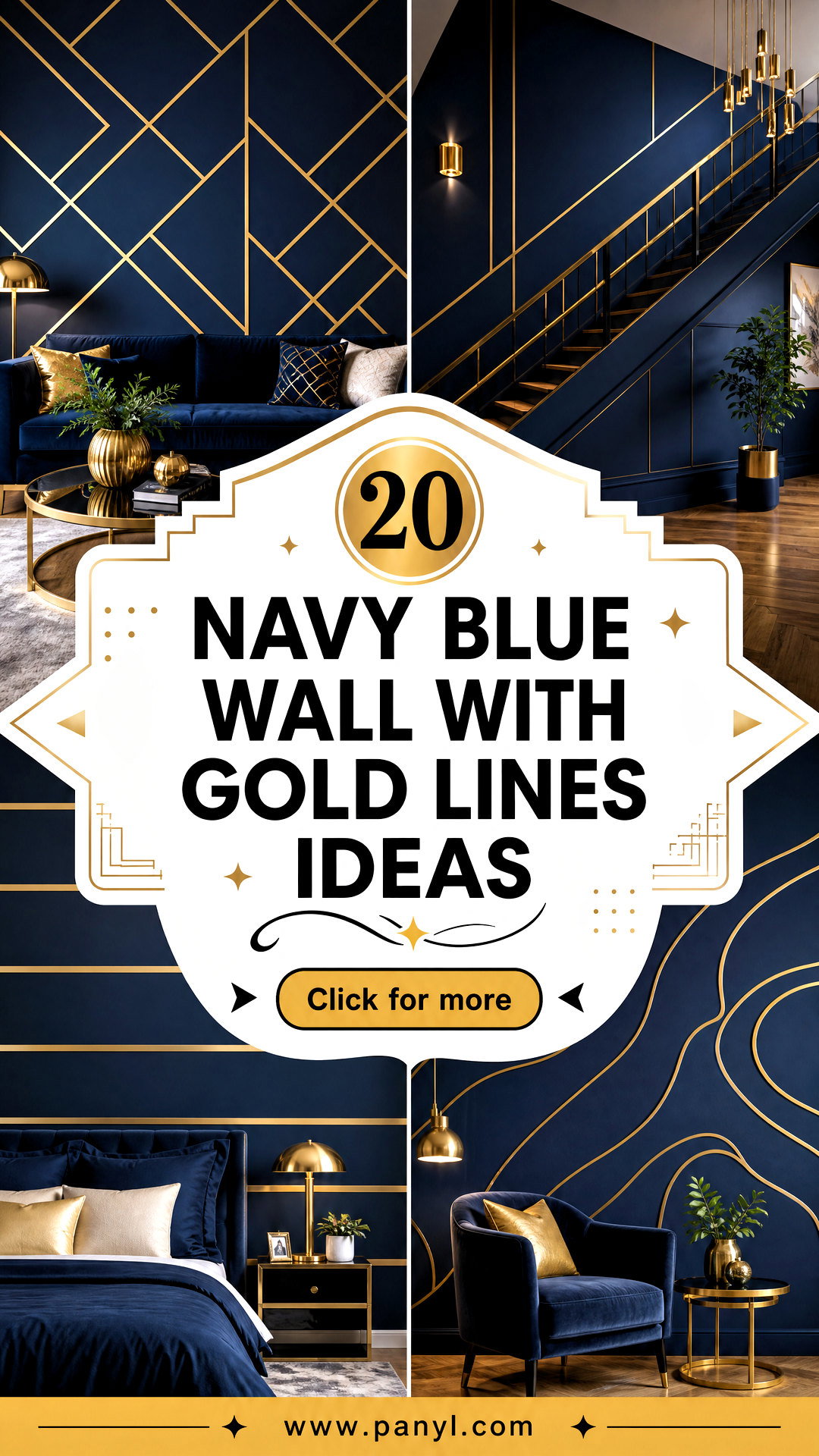 20 Navy Blue Wall With Gold Lines Luxe Ideas for Modern Rooms - 20 Navy Blue Wall With Gold Lines: Luxe Ideas for Modern Rooms