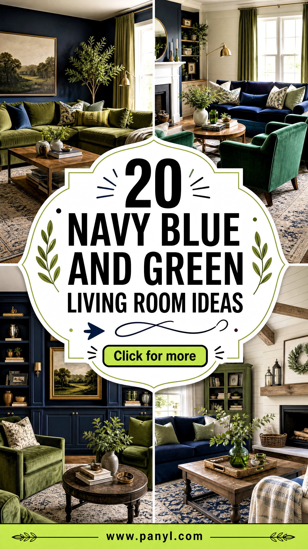 20 Navy Blue and Green Living Room Ideas for a Fresh Look - 20 Navy Blue and Green Living Room Ideas for a Fresh Look