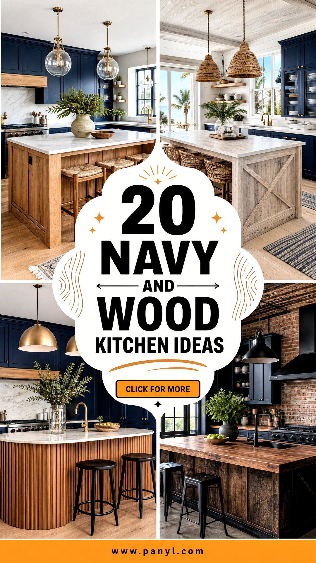 20 Navy and Wood Kitchen Ideas for a Warm Modern Makeover - 20 Navy and Wood Kitchen Ideas for a Warm, Modern Makeover