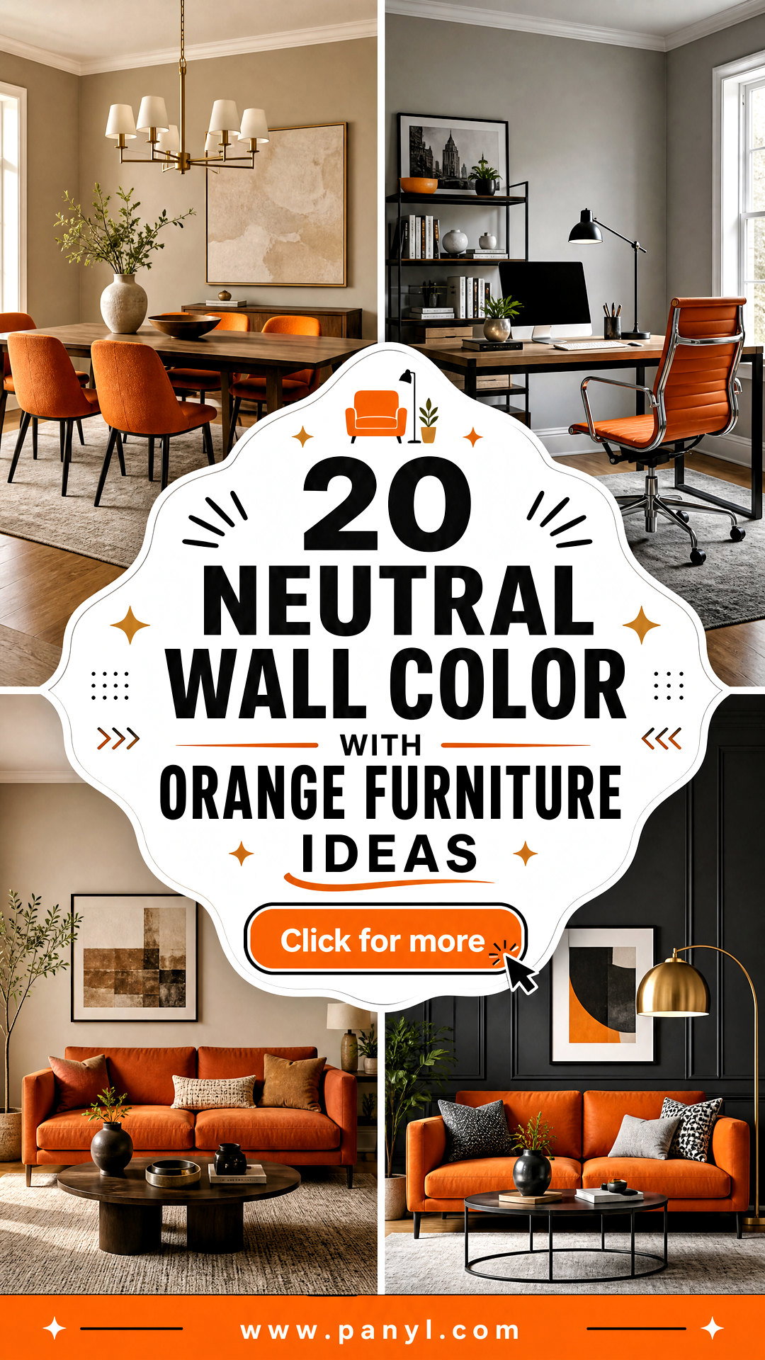 20 Neutral Wall Color With Orange Furniture Ideas Chic Pairings - 20 Neutral Wall Color With Orange Furniture Ideas: Chic Pairings