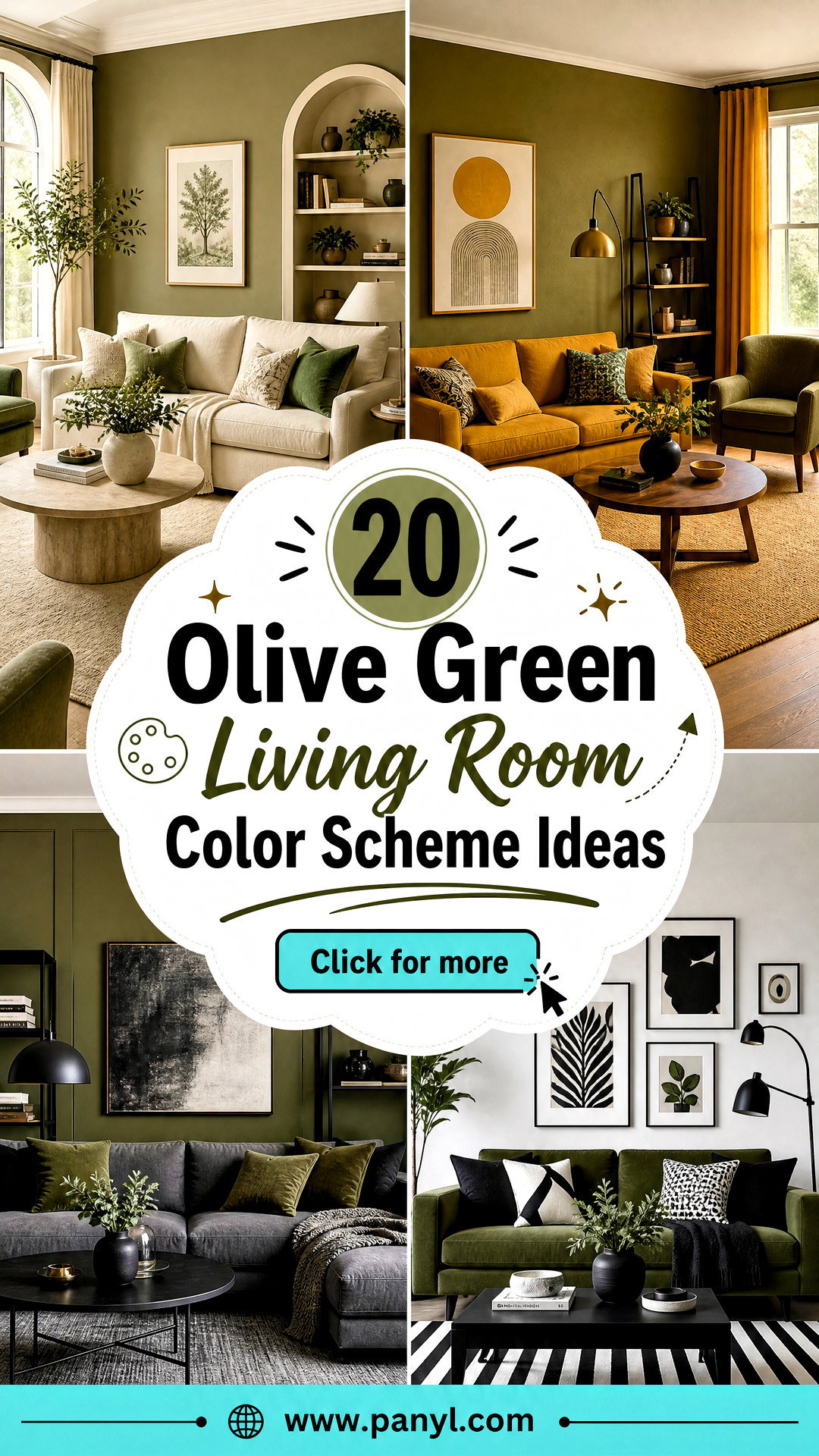 20 Olive Green Living Room Color Scheme Ideas for a Cozy Home - 20 Olive Green Living Room Color Scheme Ideas for a Cozy Home