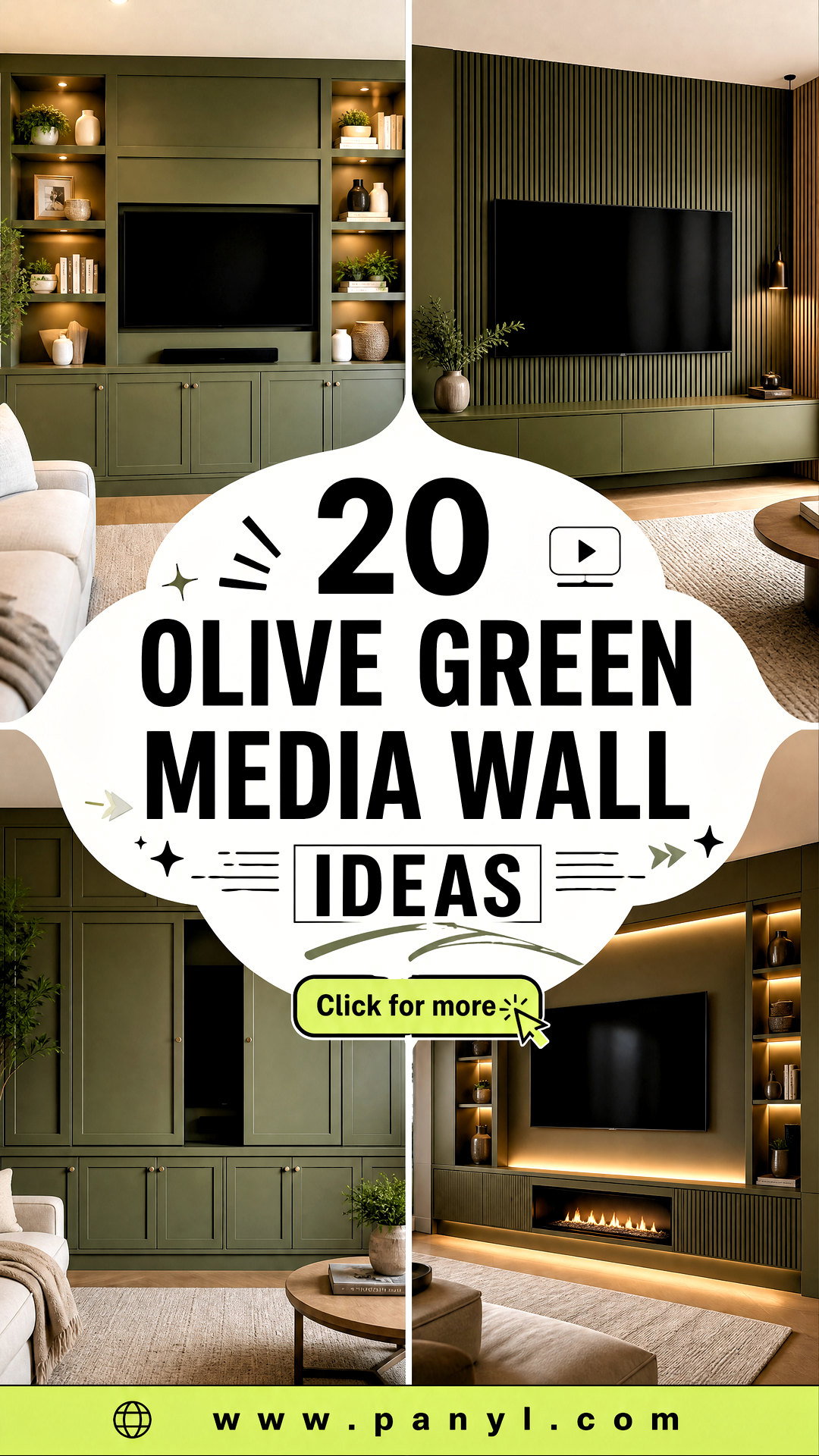 20 Olive Green Media Wall Ideas for a Sophisticated Focal Point - 20 Olive Green Media Wall Ideas for a Sophisticated Focal Point
