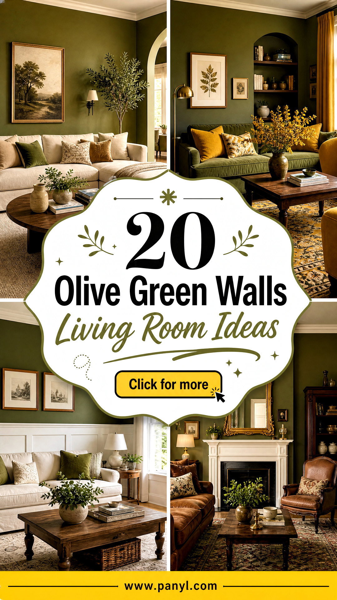 20 Olive Green Walls Living Room Ideas for Warm Modern Style - 20 Olive Green Walls Living Room Ideas for Warm, Modern Style