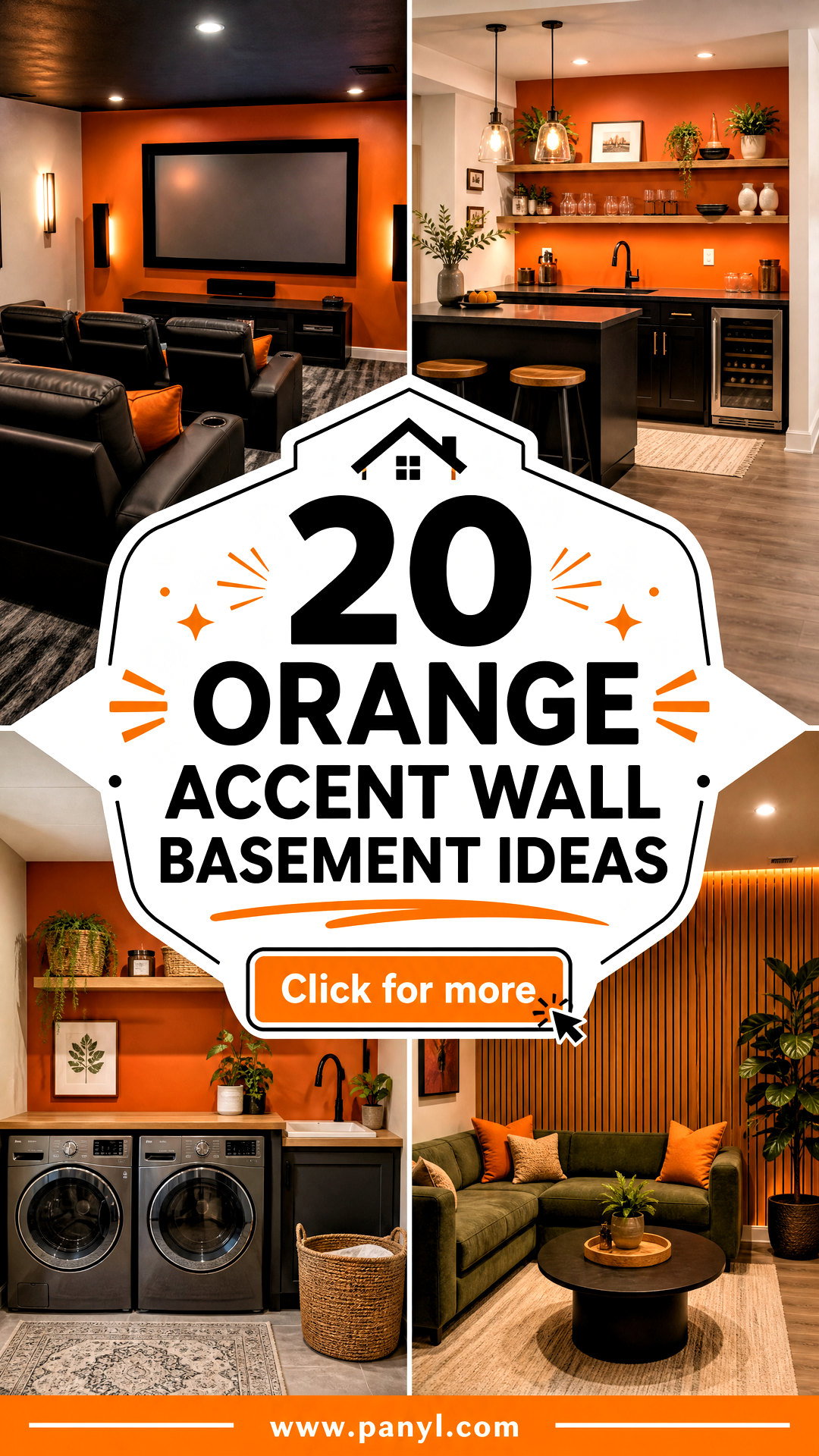 20 Orange Accent Wall Basement Ideas for a Cozy Bold Makeover - 20 Orange Accent Wall Basement Ideas for a Cozy, Bold Makeover