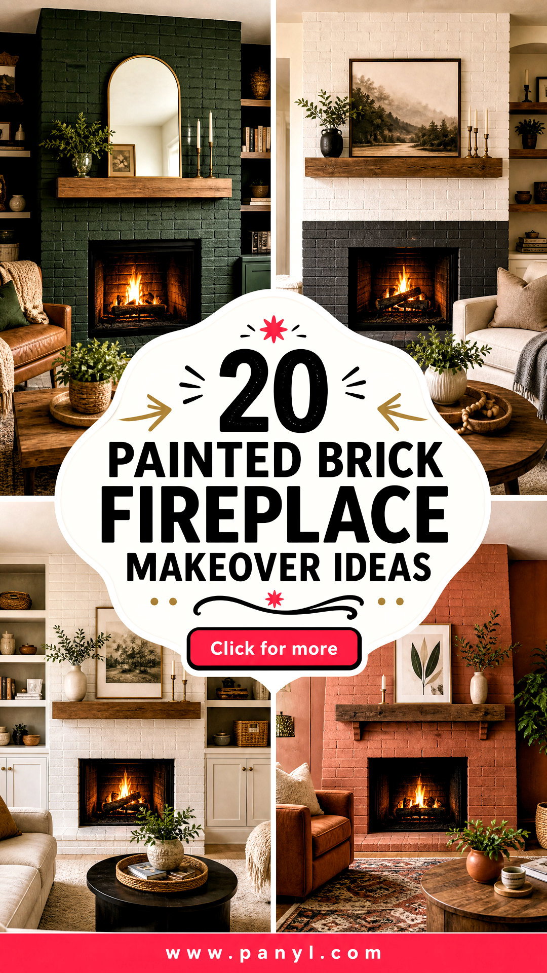 20 Painted Brick Fireplace Makeover Ideas for a Cozy Update - 20 Painted Brick Fireplace Makeover Ideas for a Cozy Update