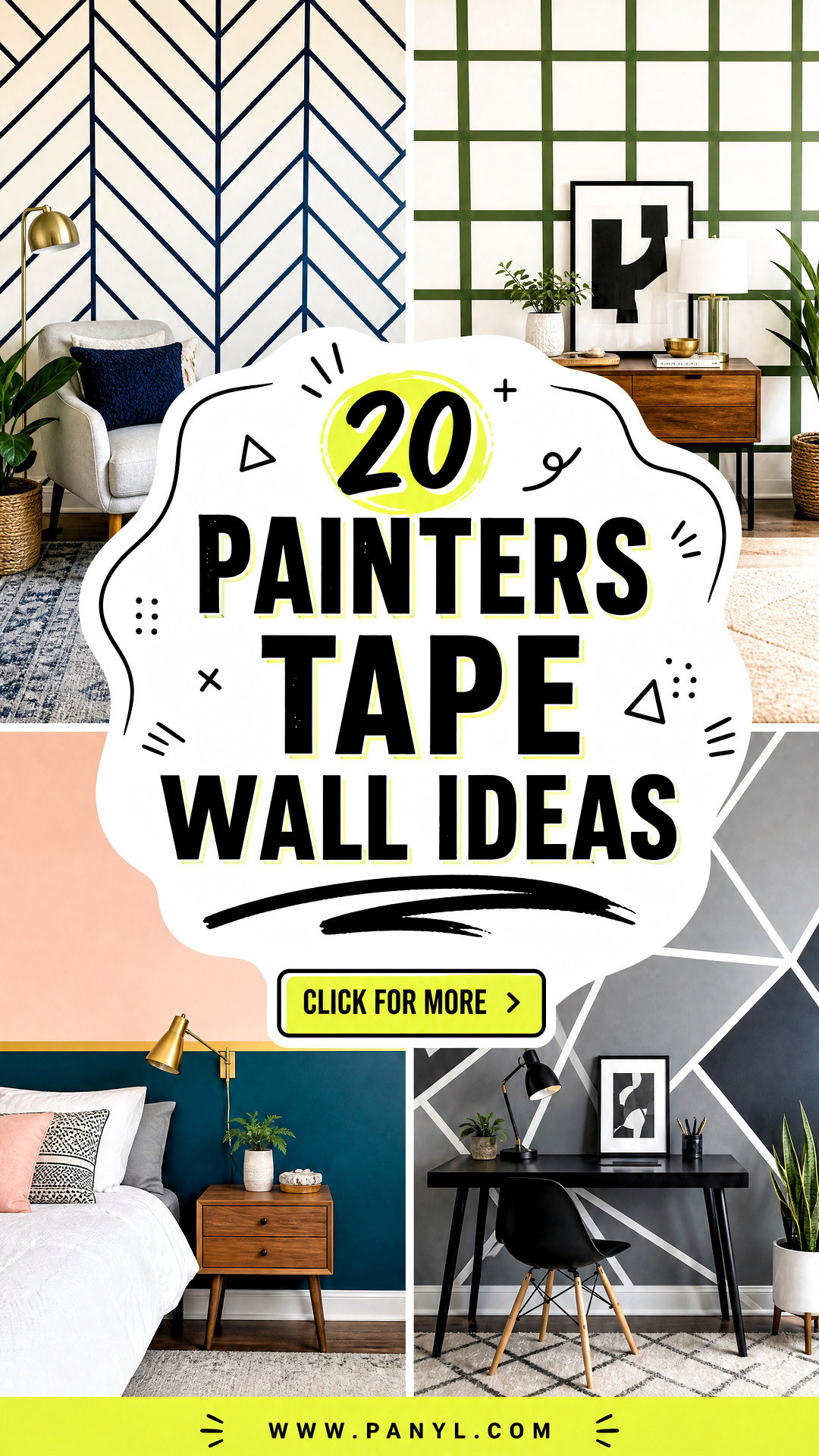 20 Painters Tape Wall Ideas for Easy Geometric Makeovers - 20 Painters Tape Wall Ideas for Easy Geometric Makeovers