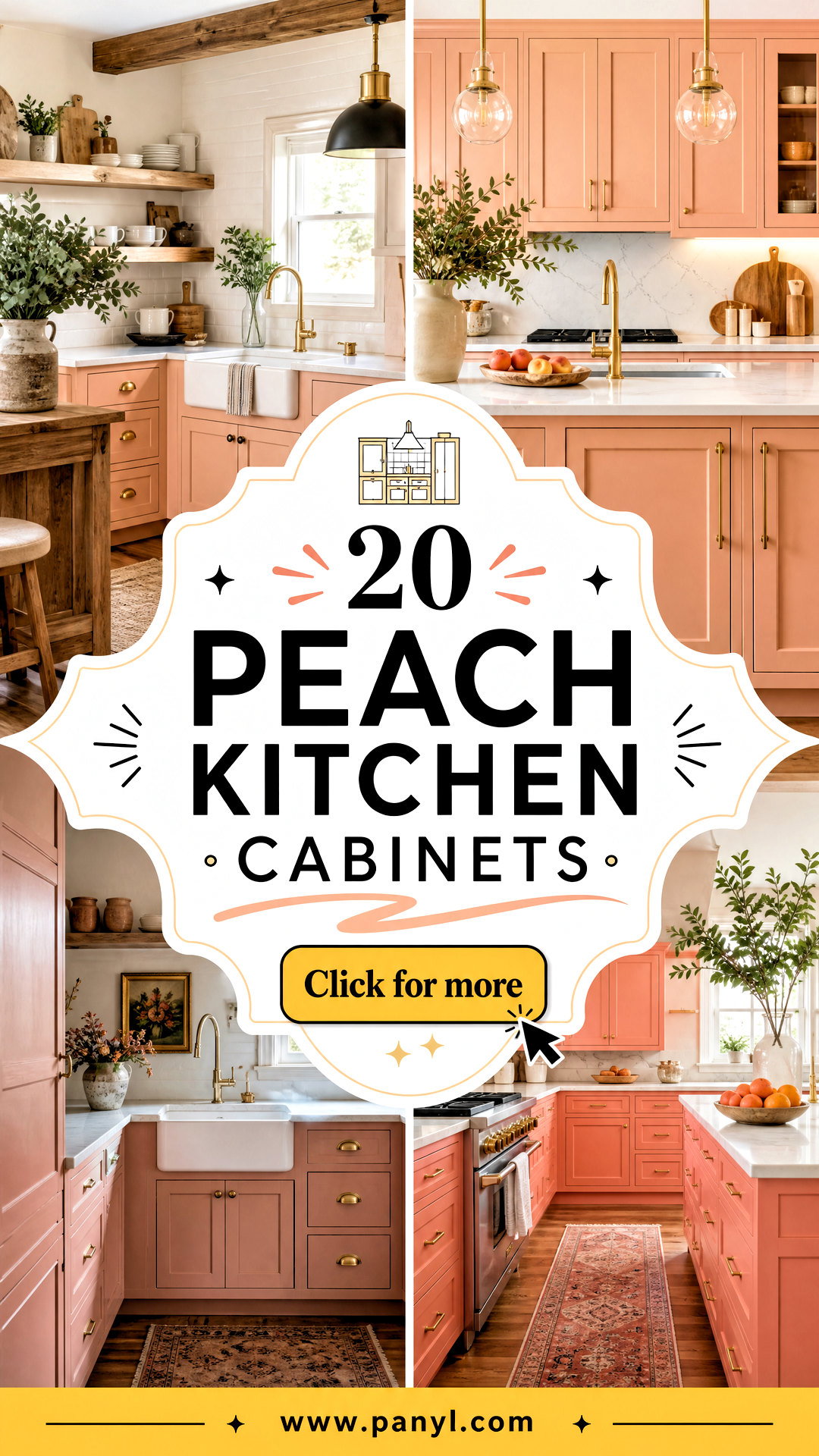 20 Peach Kitchen Cabinets for a Warm On-Trend Makeover - 20 Peach Kitchen Cabinets for a Warm, On-Trend Makeover