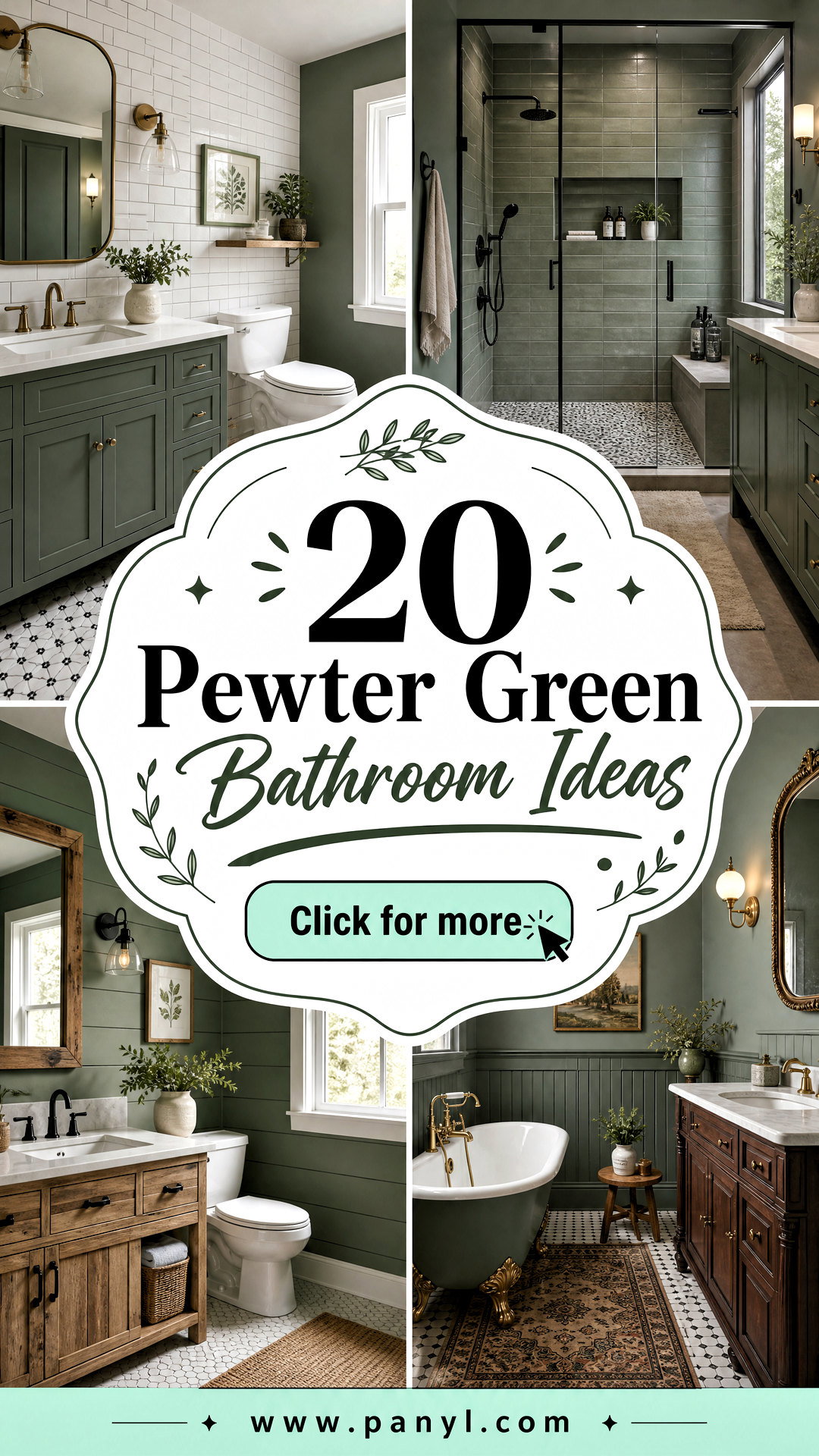 20 Pewter Green Bathroom Ideas for a Calm Luxe Retreat - 20 Pewter Green Bathroom Ideas for a Calm, Luxe Retreat