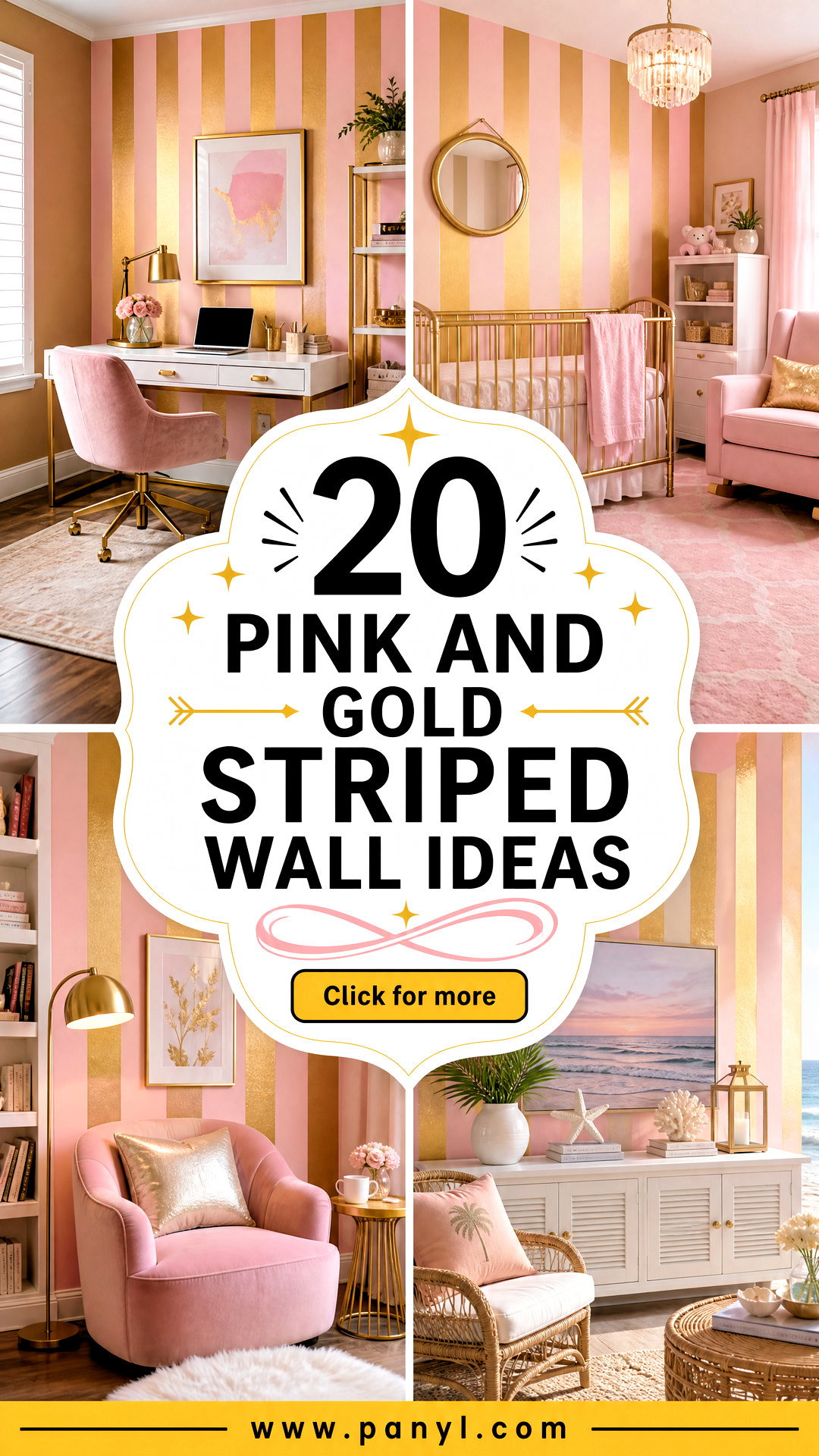 20 Pink And Gold Striped Wall Ideas Chic Rooms That Dazzle - 20 Pink And Gold Striped Wall Ideas: Chic Rooms That Dazzle