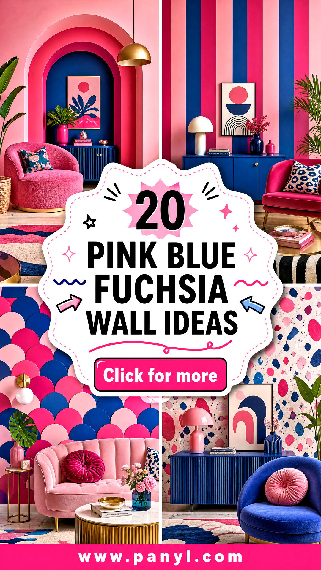 20 Pink Blue Fuchsia Wall Ideas for Bright Eclectic Rooms - 20 Pink Blue Fuchsia Wall Ideas for Bright, Eclectic Rooms
