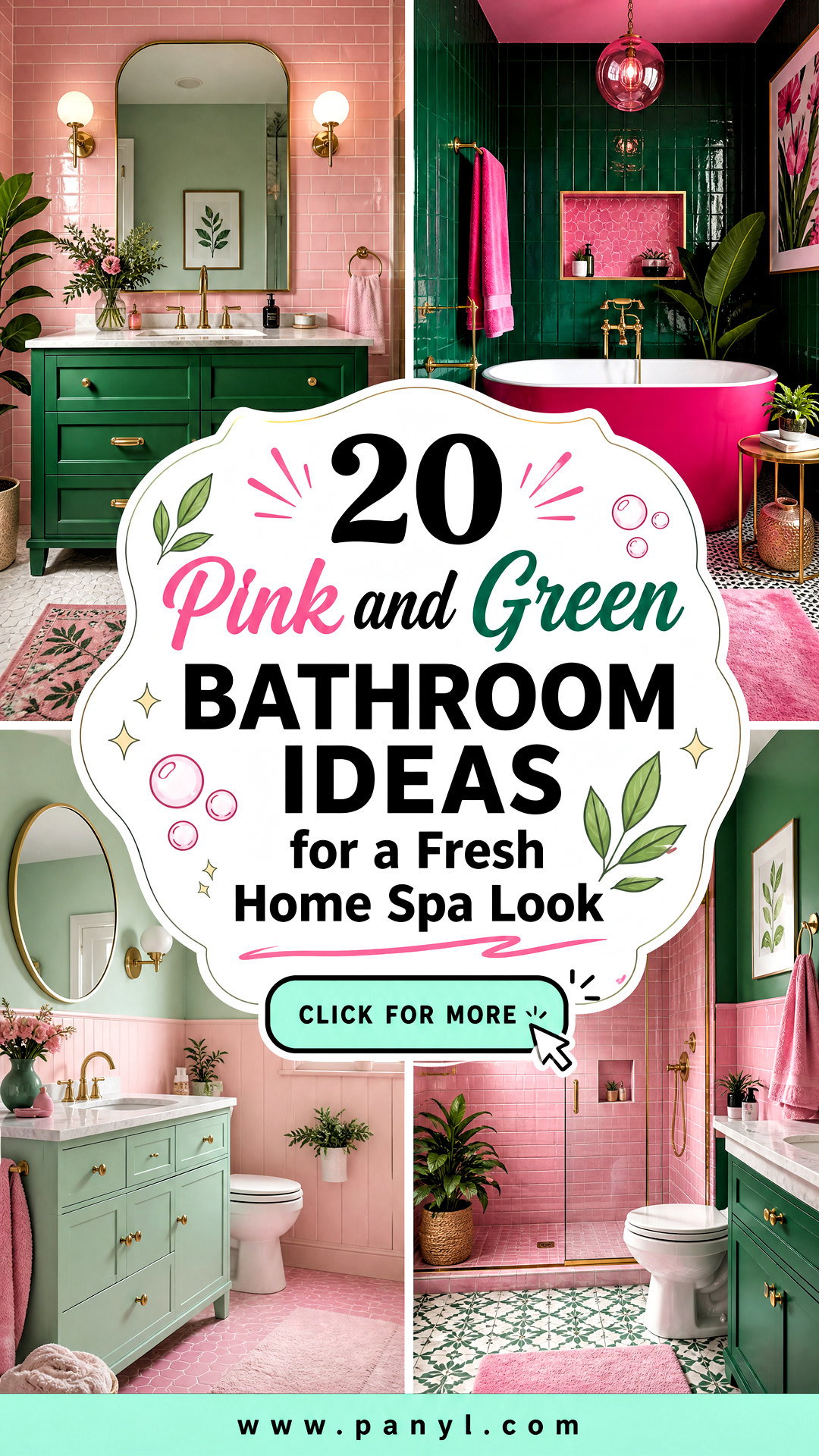 20 Pink and Green Bathroom Ideas for a Fresh Home Spa Look - 20 Pink and Green Bathroom Ideas for a Fresh Home Spa Look