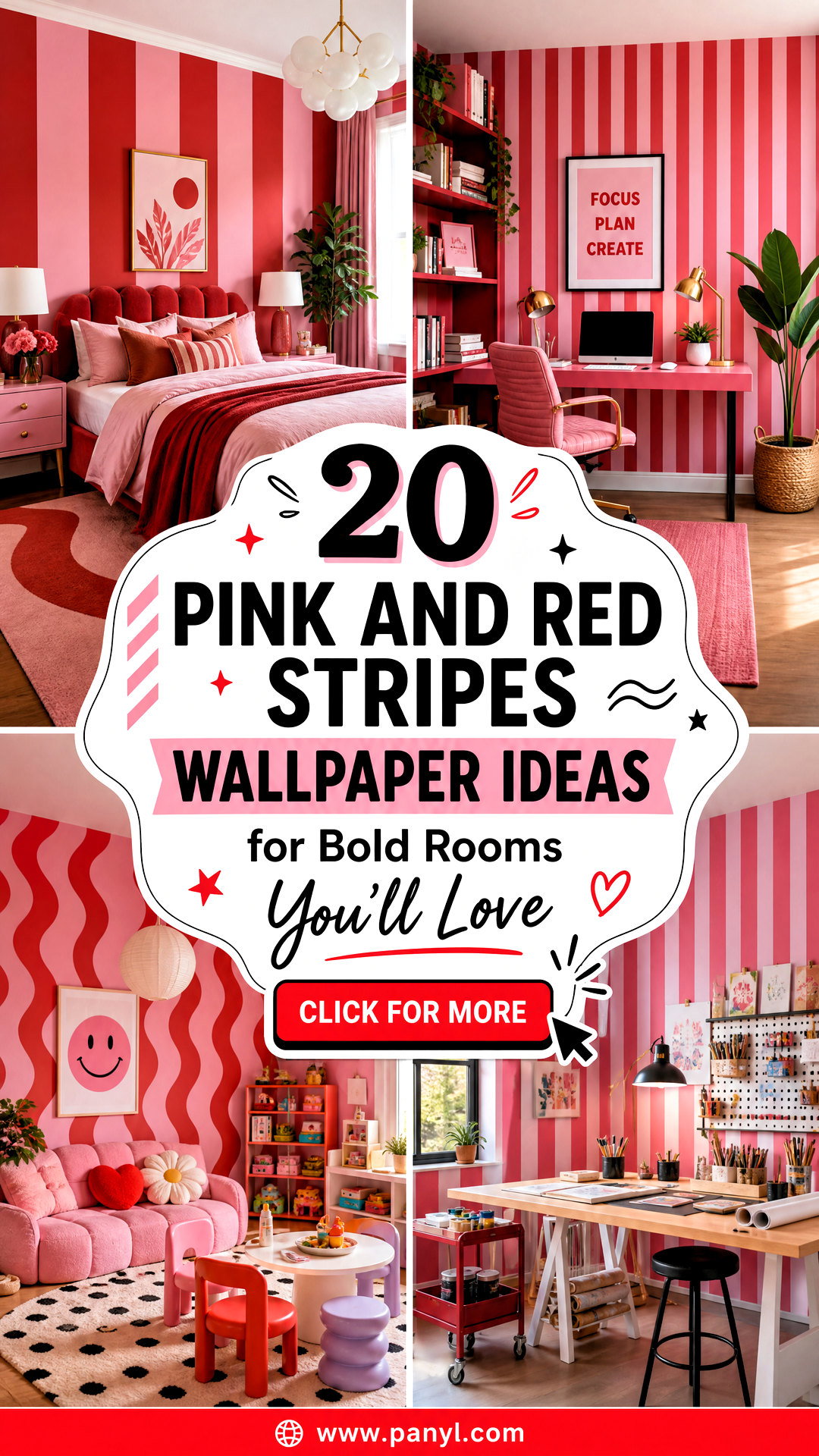 20 Pink and Red Stripes Wallpaper Ideas for Bold Rooms Youll Love - 20 Pink and Red Stripes Wallpaper Ideas for Bold Rooms You’ll Love