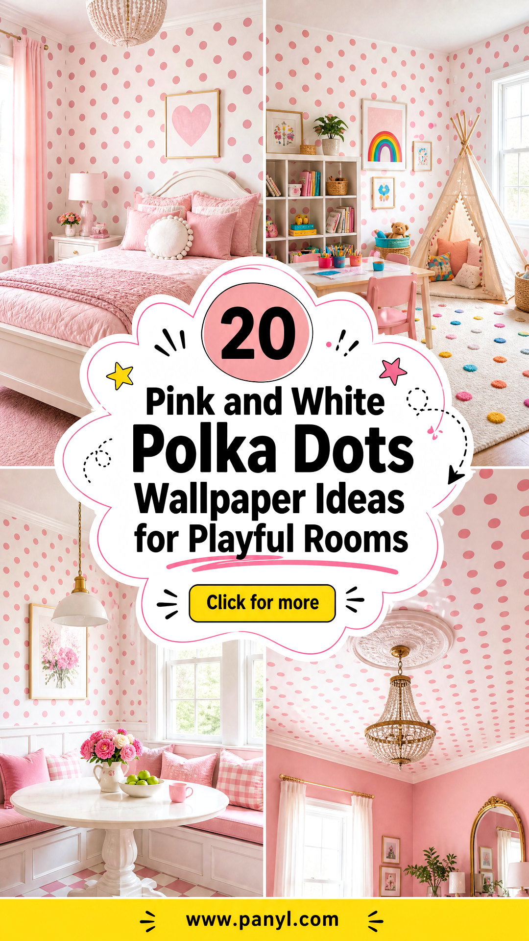 20 Pink and White Polka Dots Wallpaper Ideas for Playful Rooms - 20 Pink and White Polka Dots Wallpaper Ideas for Playful Rooms