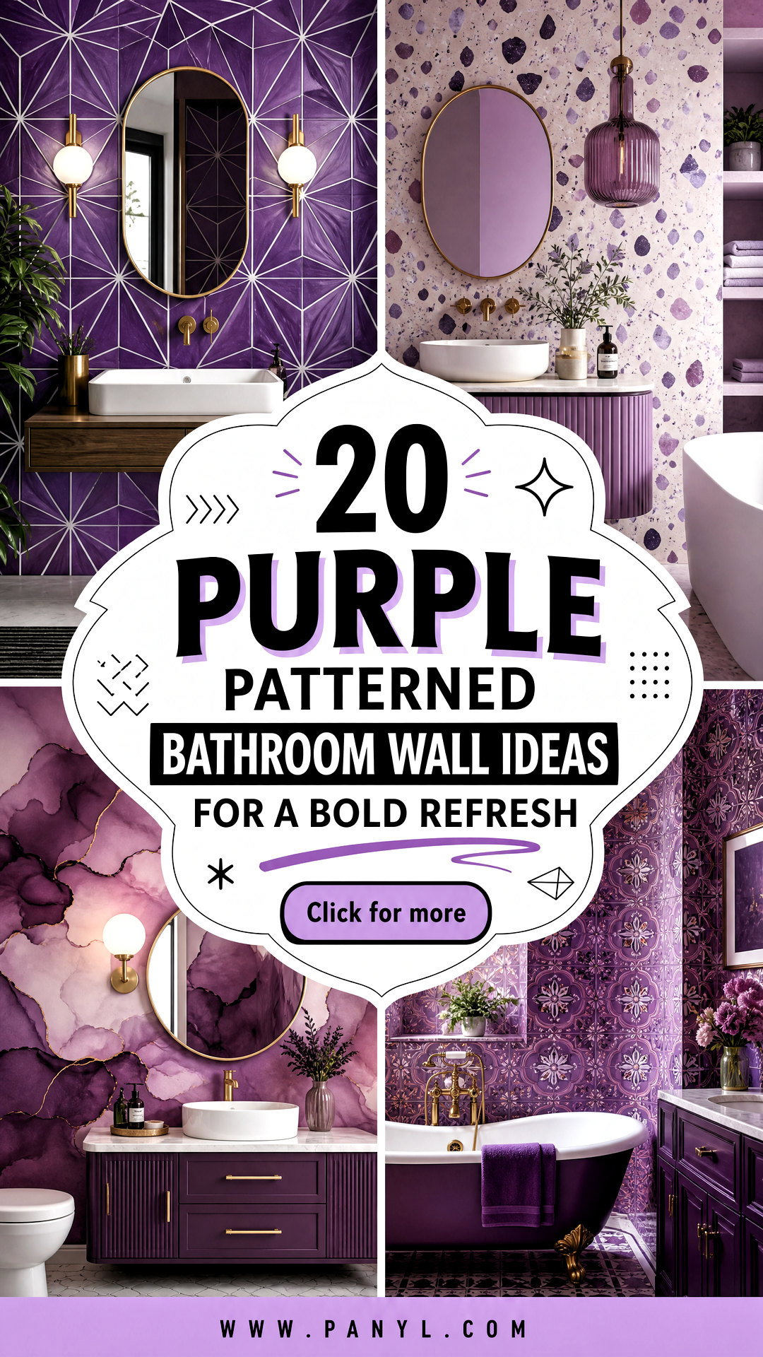 20 Purple Patterned Bathroom Wall Ideas for a Bold Refresh - 20 Purple Patterned Bathroom Wall Ideas for a Bold Refresh