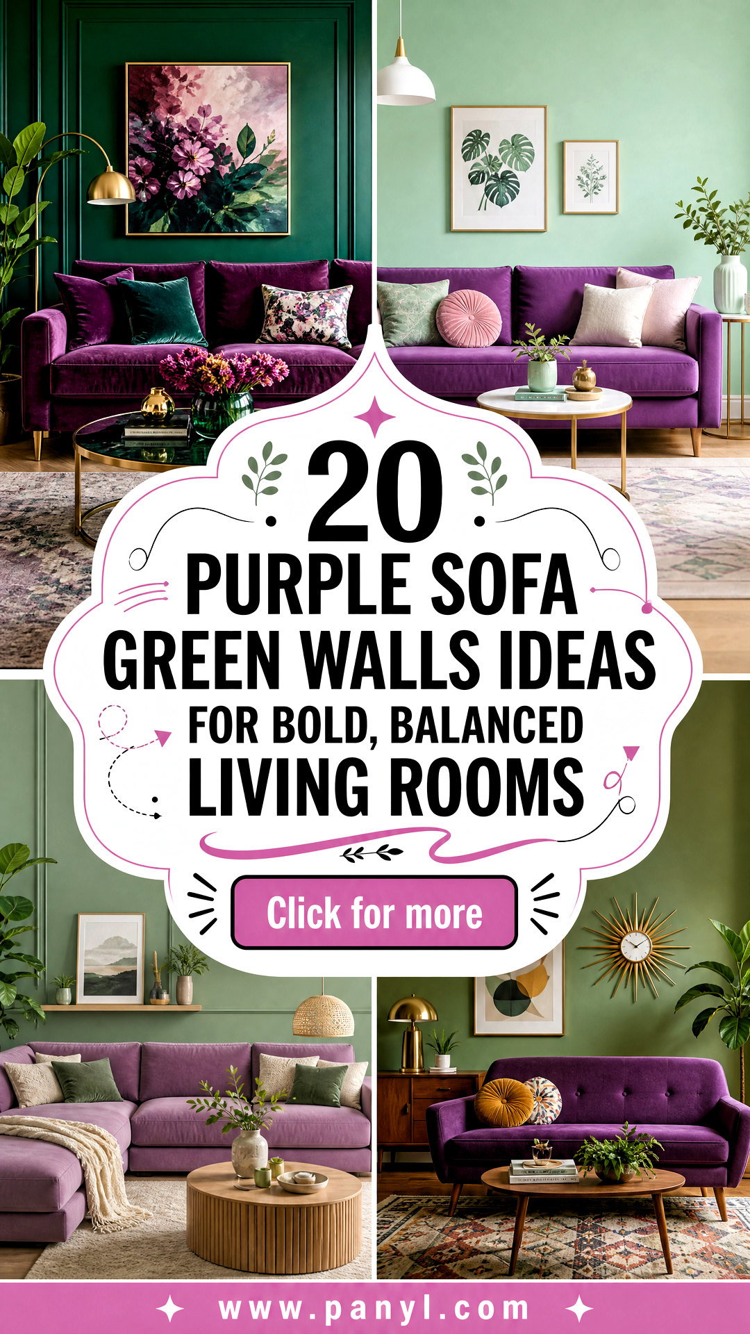 20 Purple Sofa Green Walls Ideas for Bold Balanced Living Rooms - 20 Purple Sofa Green Walls Ideas for Bold, Balanced Living Rooms