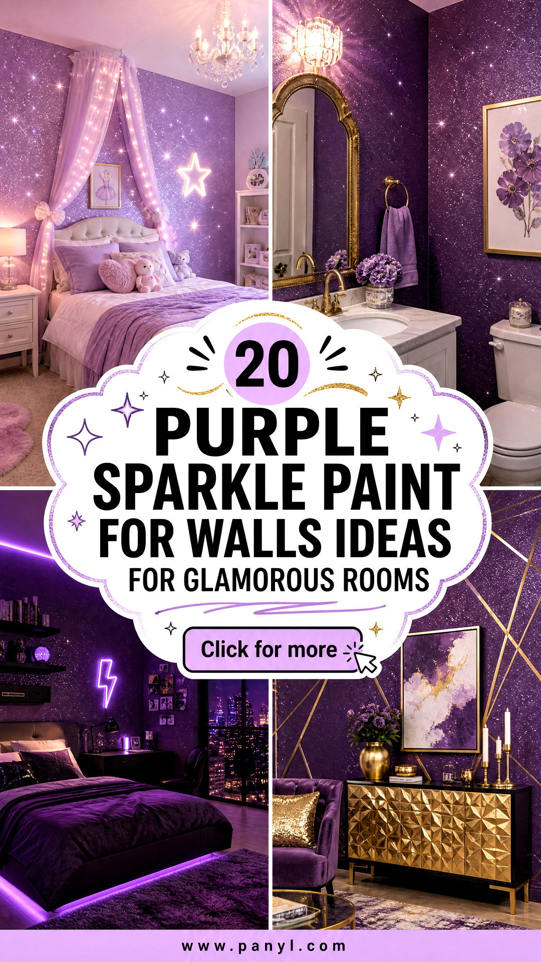 20 Purple Sparkle Paint For Walls Ideas for Glamorous Rooms - 20 Purple Sparkle Paint For Walls Ideas for Glamorous Rooms