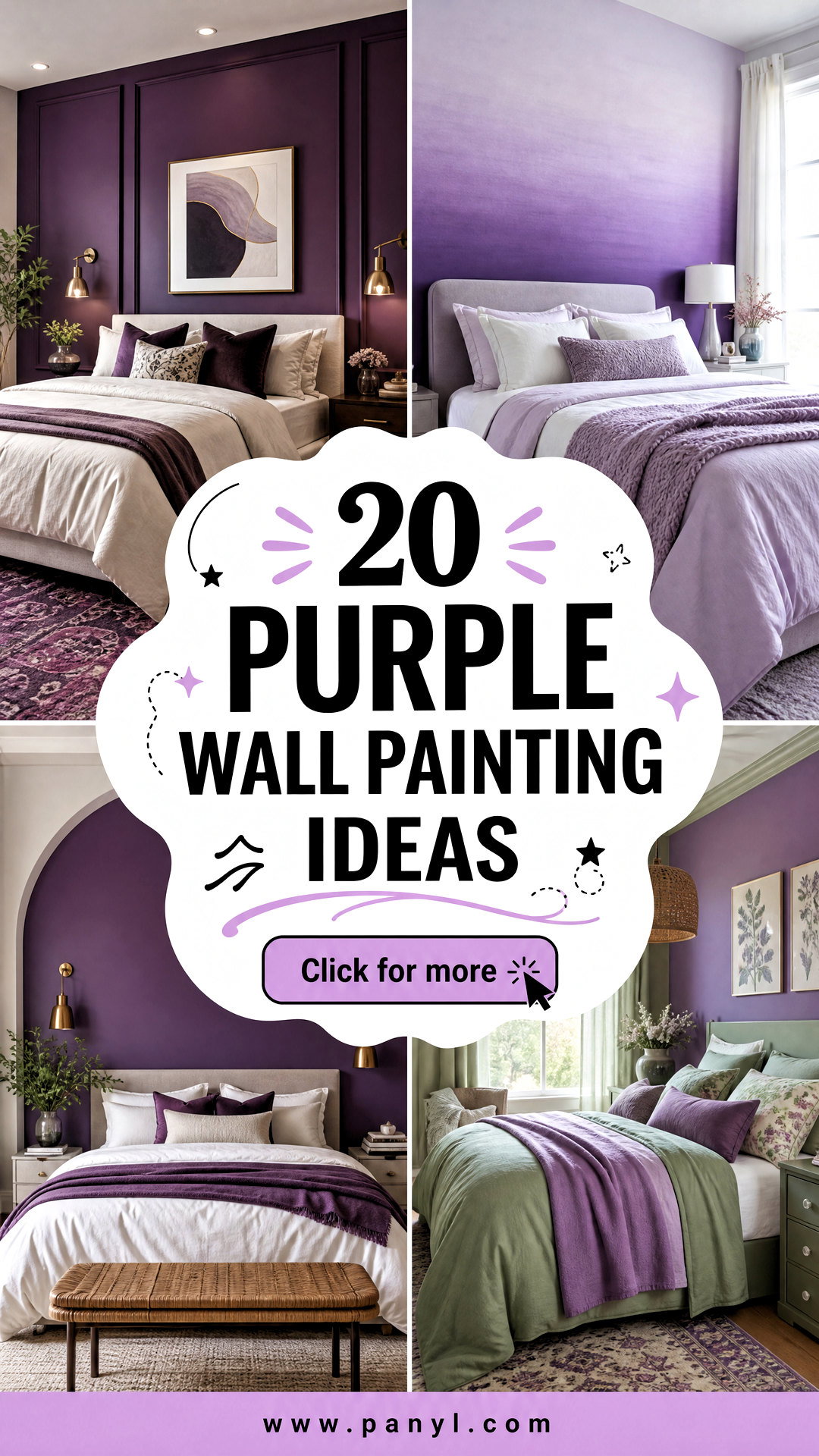 20 Purple Wall Painting Ideas Bedroom Ideas for a Cozy Look - 20 Purple Wall Painting Ideas Bedroom Ideas for a Cozy Look