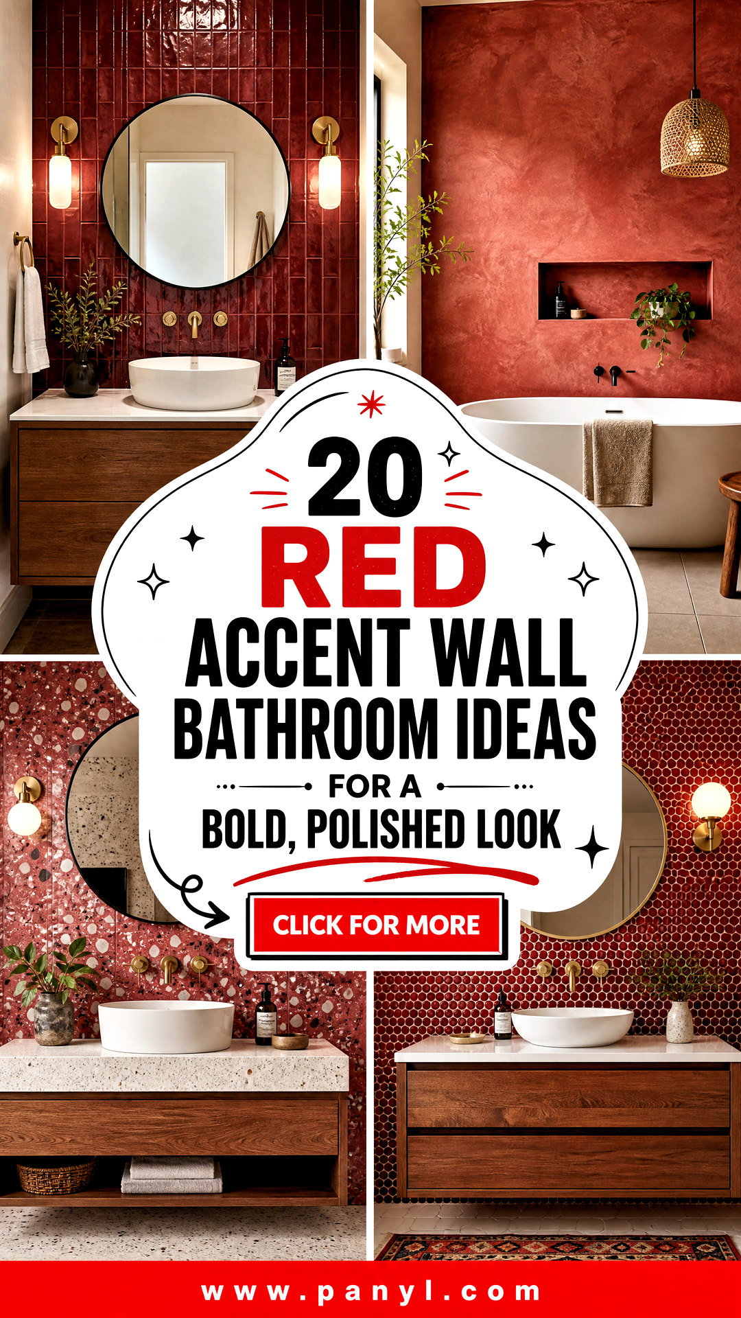 20 Red Accent Wall Bathroom Ideas for a Bold Polished Look - 20 Red Accent Wall Bathroom Ideas for a Bold, Polished Look