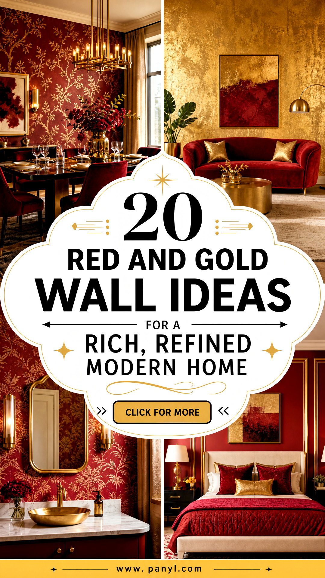 20 Red And Gold Wall Ideas for a Rich Refined Modern Home - 20 Red And Gold Wall Ideas for a Rich, Refined Modern Home