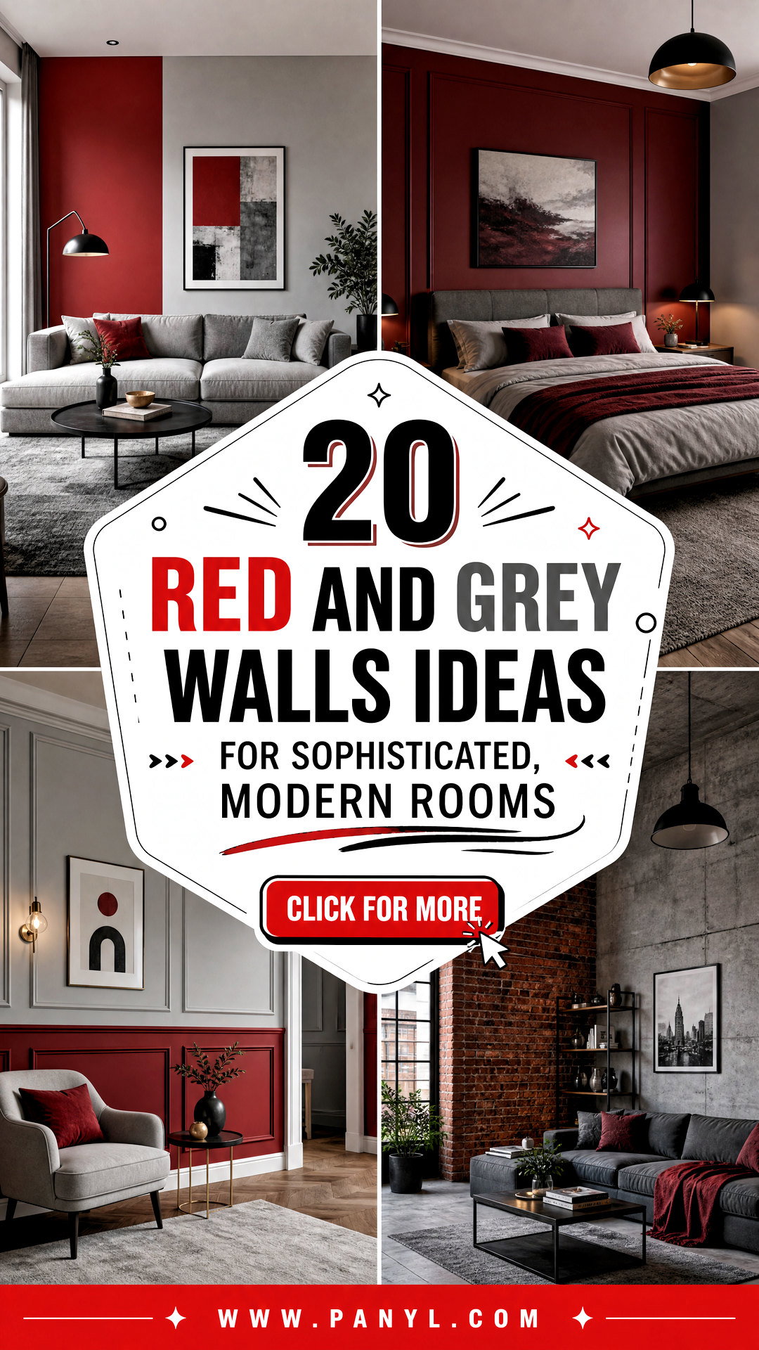 20 Red And Grey Walls Ideas for Sophisticated Modern Rooms - 20 Red And Grey Walls Ideas for Sophisticated, Modern Rooms