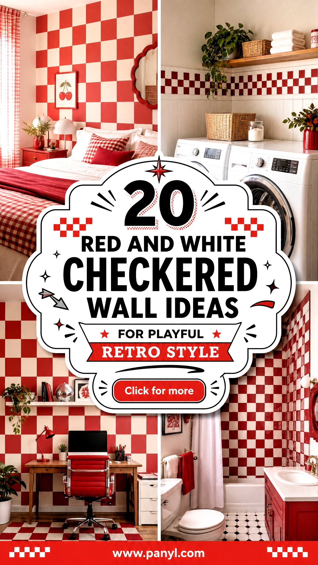 20 Red And White Checkered Wall Ideas for Playful Retro Style - 20 Red And White Checkered Wall Ideas for Playful Retro Style
