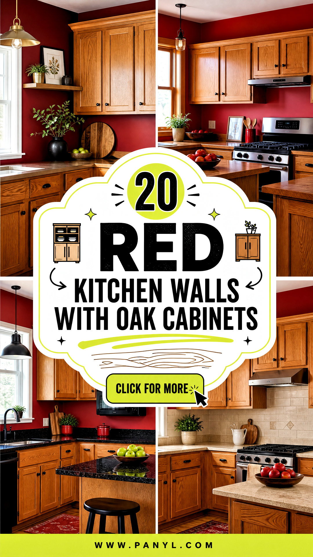 20 Red Kitchen Walls With Oak Cabinets That Feel Modern - 20 Red Kitchen Walls With Oak Cabinets That Feel Modern