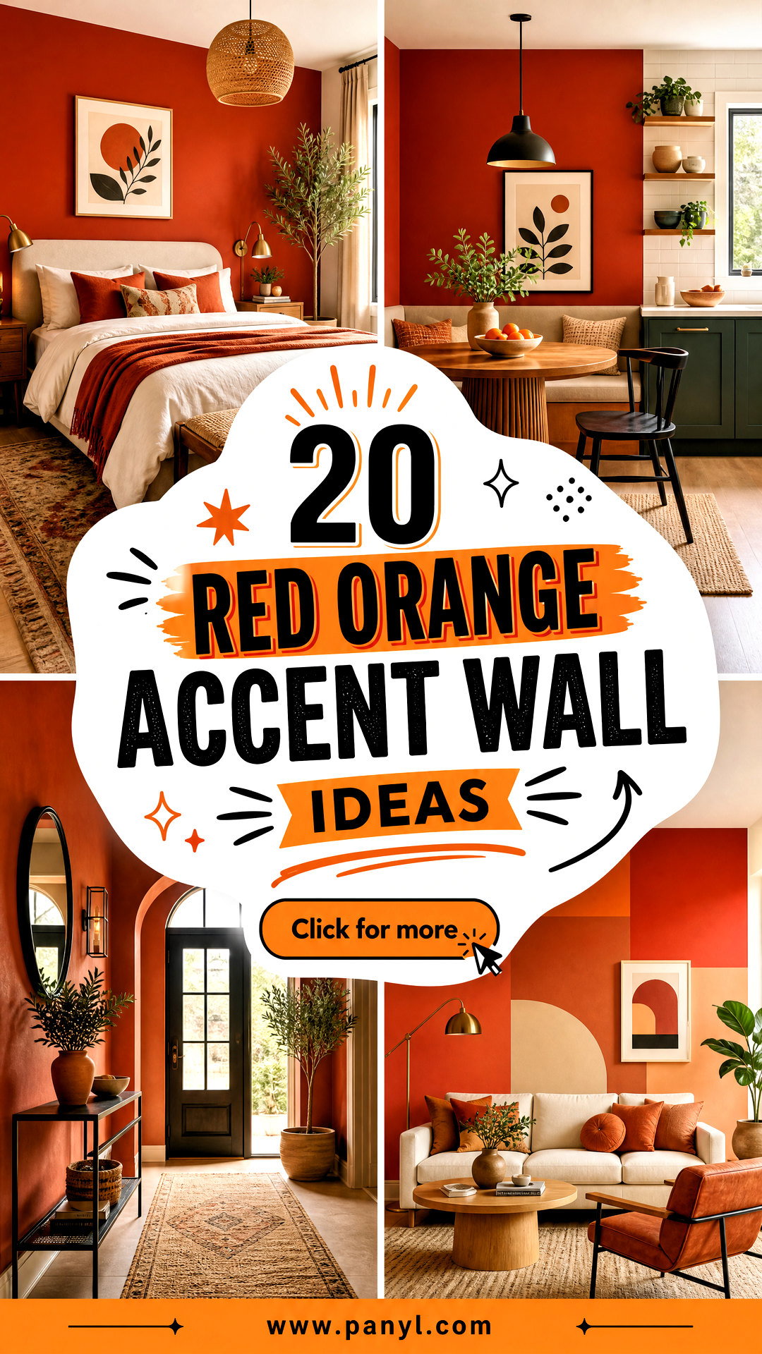 20 Red Orange Accent Wall Ideas for a Warm Energetic Home - 20 Red Orange Accent Wall Ideas for a Warm, Energetic Home