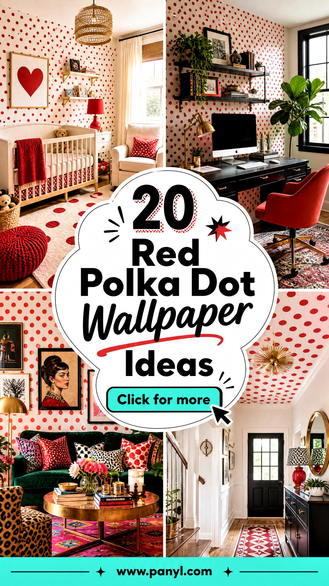 20 Red Polka Dot Wallpaper Ideas for Playful Modern Rooms - 20 Red Polka Dot Wallpaper Ideas for Playful Modern Rooms