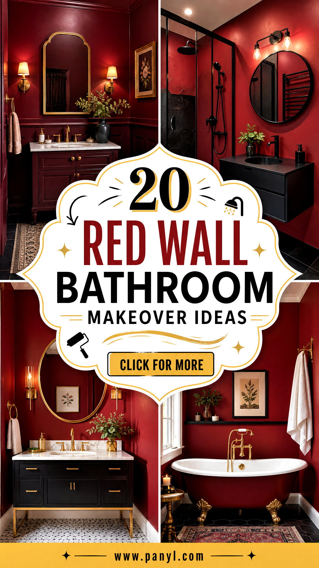 20 Red Wall Bathroom Makeover Ideas for a Bold Polished Refresh - 20 Red Wall Bathroom Makeover Ideas for a Bold, Polished Refresh