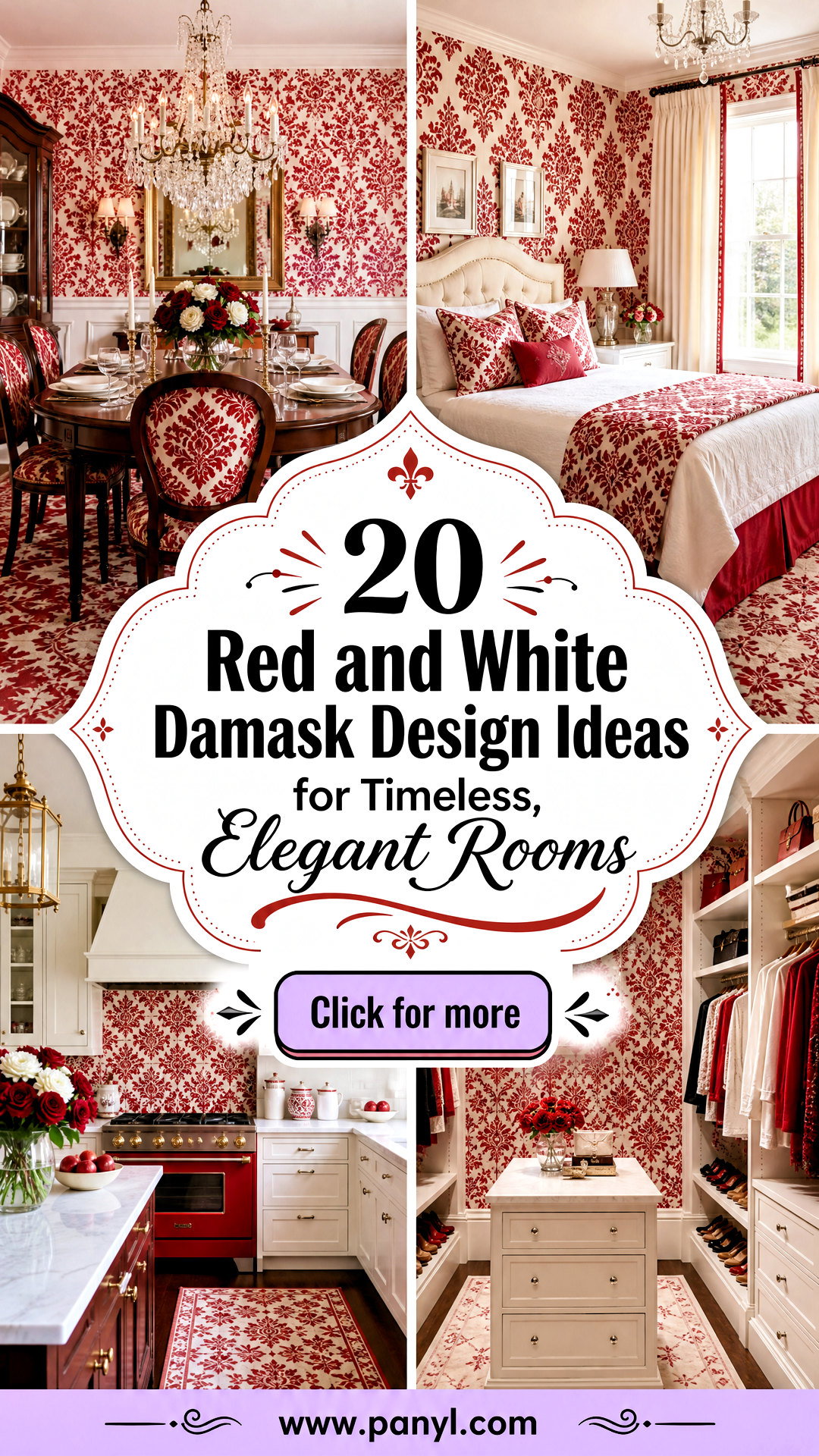 20 Red and White Damask Design Ideas for Timeless Elegant Rooms - 20 Red and White Damask Design Ideas for Timeless, Elegant Rooms