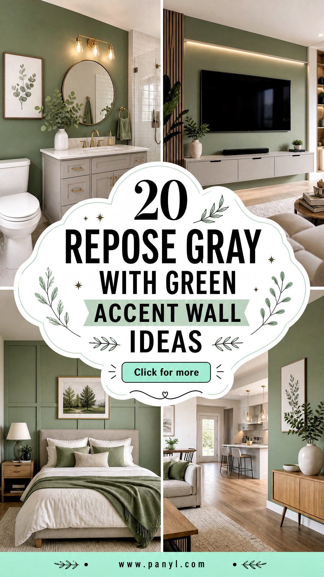 20 Repose Gray With Green Accent Wall Ideas for Serene Rooms - 20 Repose Gray With Green Accent Wall Ideas for Serene Rooms