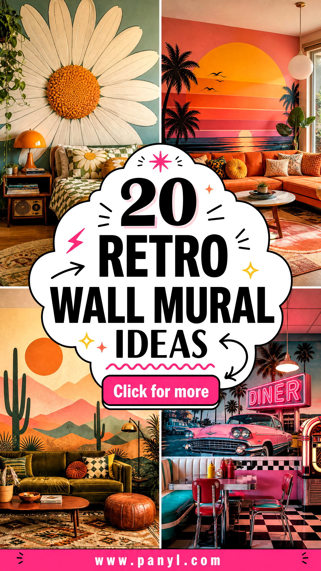 20 Retro Wall Mural Ideas for a Bold Nostalgic Makeover - 20 Retro Wall Mural Ideas for a Bold, Nostalgic Makeover