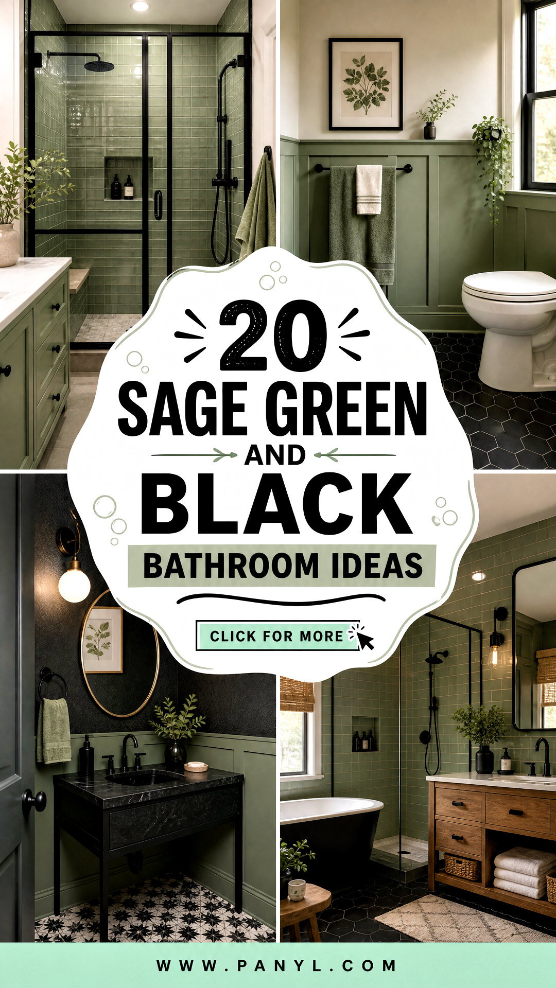 20 Sage Green and Black Bathroom Ideas for Spa-Like Style - 20 Sage Green and Black Bathroom Ideas for Spa-Like Style