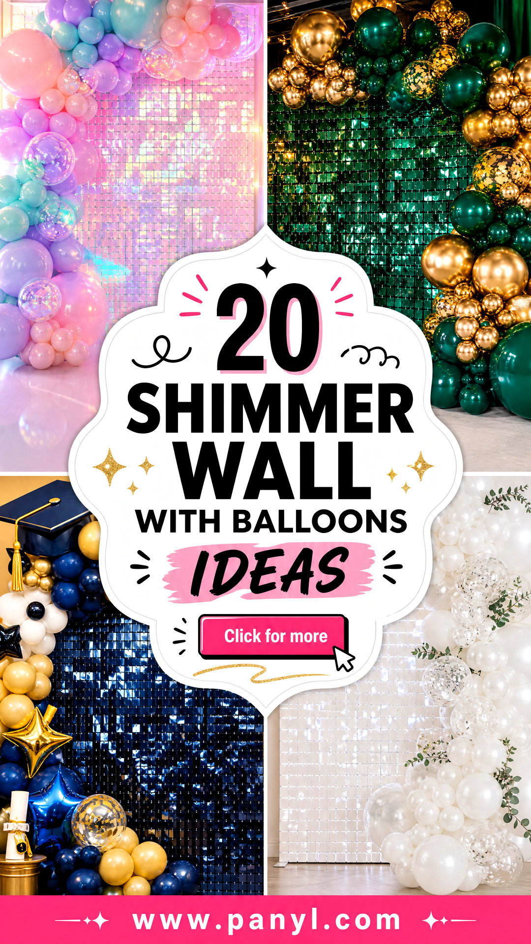 20 Shimmer Wall With Balloons Ideas for Dazzling Parties - 20 Shimmer Wall With Balloons Ideas for Dazzling Parties