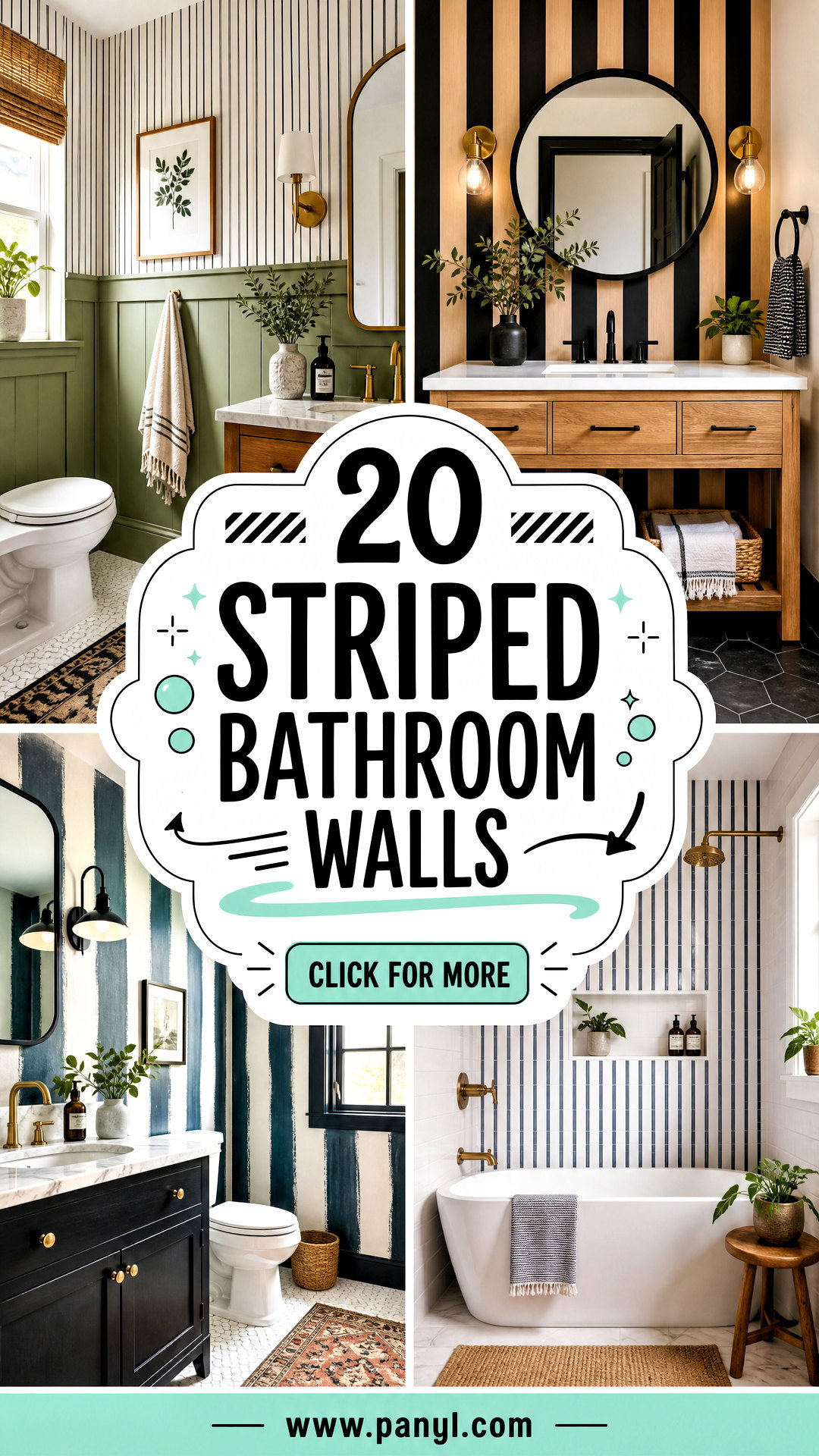 20 Striped Bathroom Walls for a Fresh Polished Makeover - 20 Striped Bathroom Walls for a Fresh, Polished Makeover