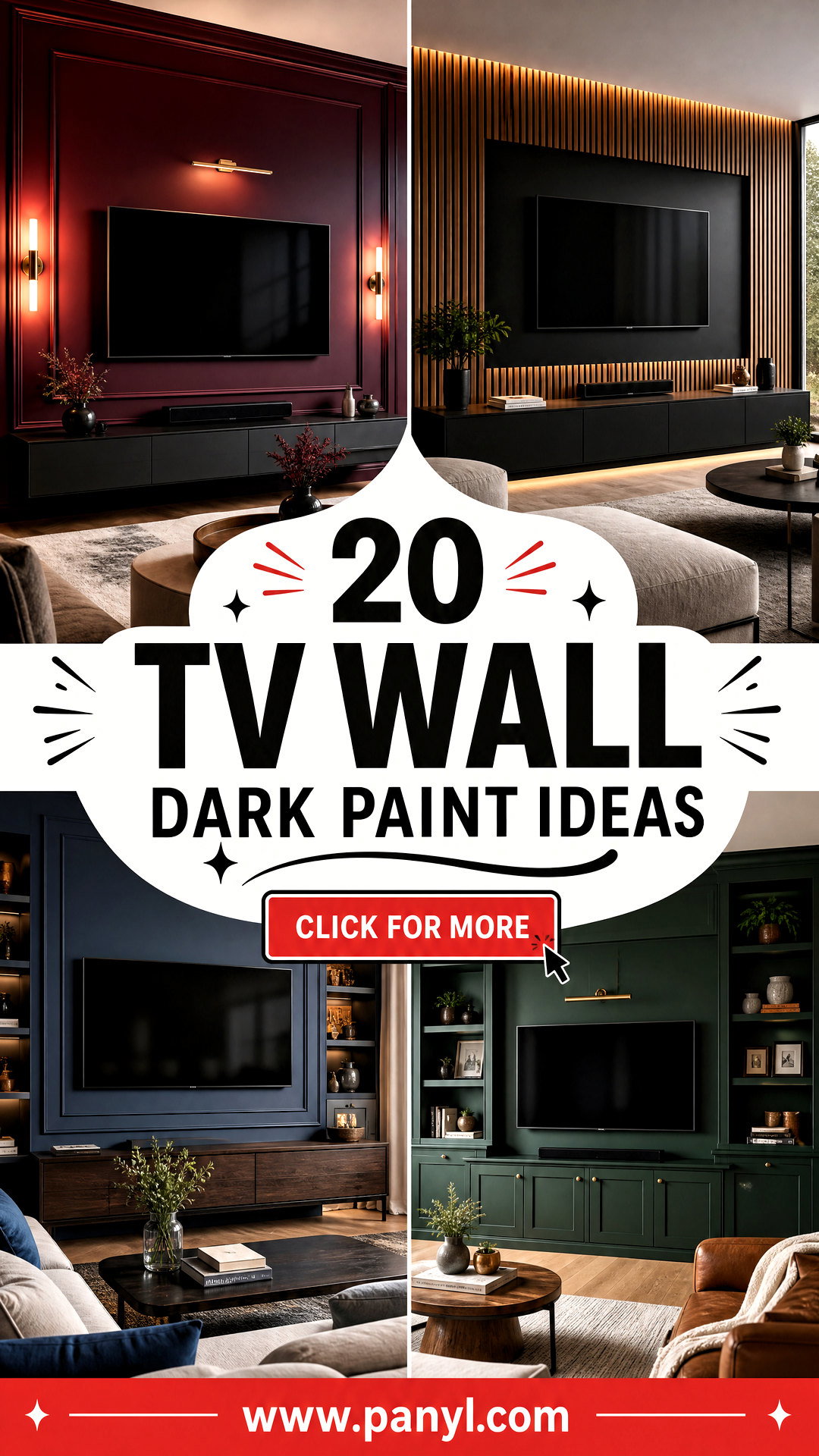 20 TV Wall Dark Paint Ideas for a Sleek Cinematic Space - 20 TV Wall Dark Paint Ideas for a Sleek, Cinematic Space