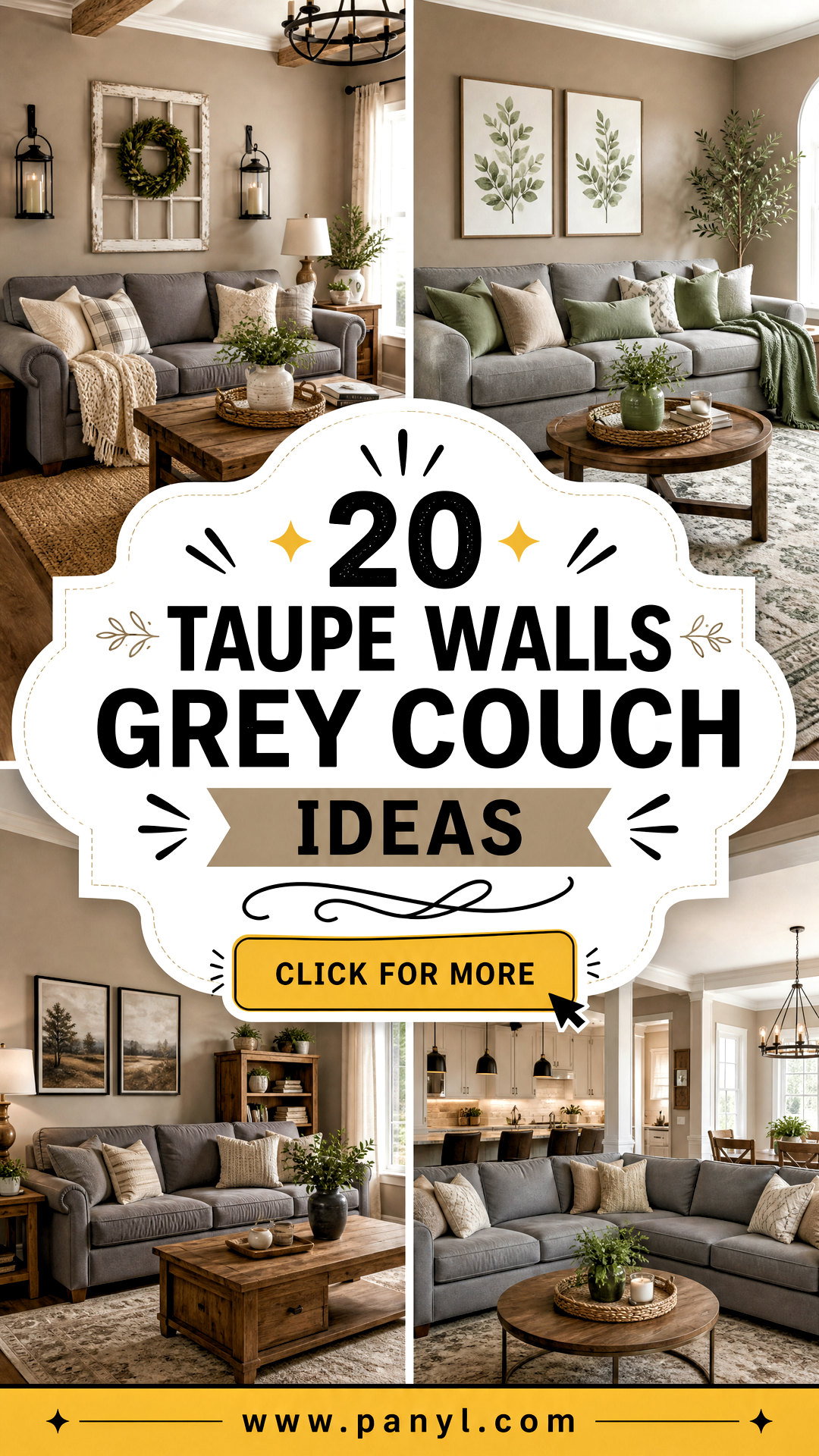 20 Taupe Walls Grey Couch Ideas for Warm Polished Rooms - 20 Taupe Walls Grey Couch Ideas for Warm, Polished Rooms