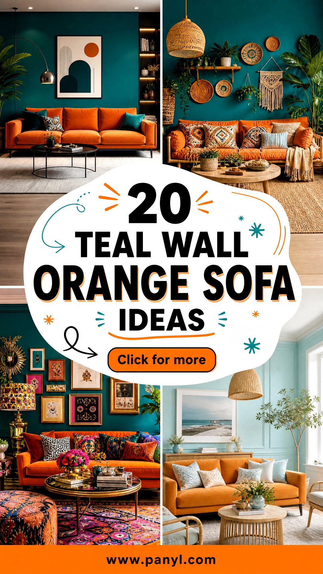 20 Teal Wall Orange Sofa Ideas for Bold Balanced Rooms - 20 Teal Wall Orange Sofa Ideas for Bold, Balanced Rooms