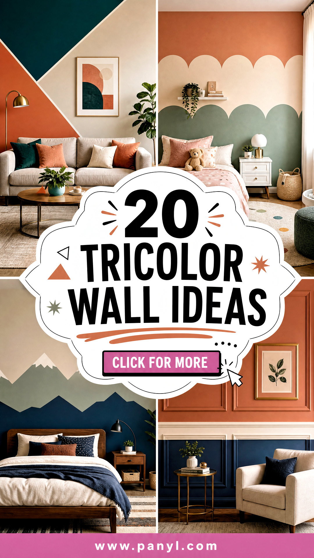 20 Tricolor Wall Ideas for Bold and Artistic Modern Rooms - 20 Tricolor Wall Ideas for Bold and Artistic Modern Rooms
